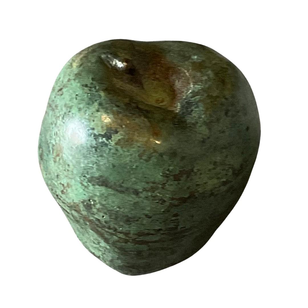 Brutalist Solid Bronze Apple Sculpture For Sale