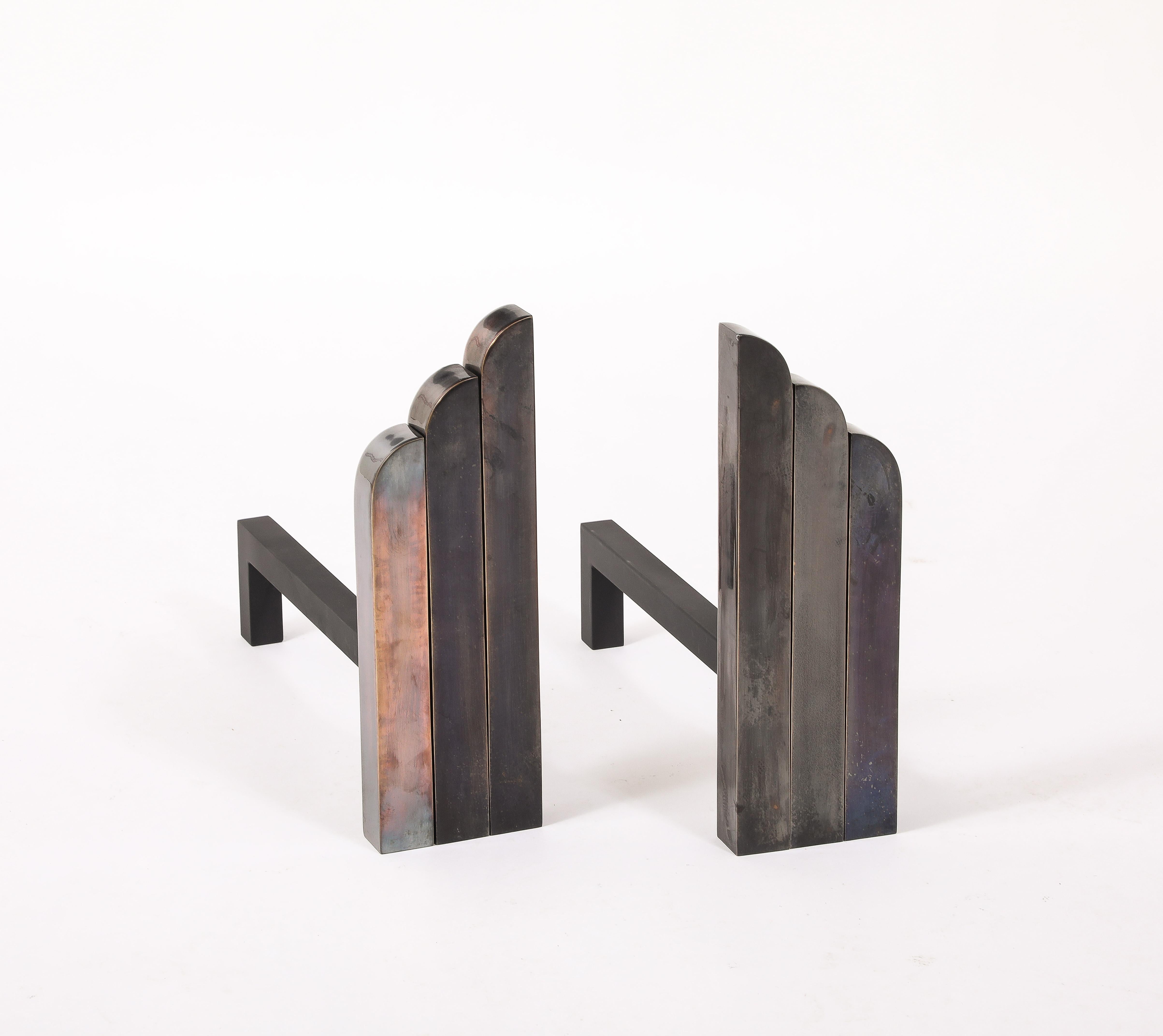 Morillos Art Decó de Bronce Macizo, Francia Años 50 siglo XX en venta