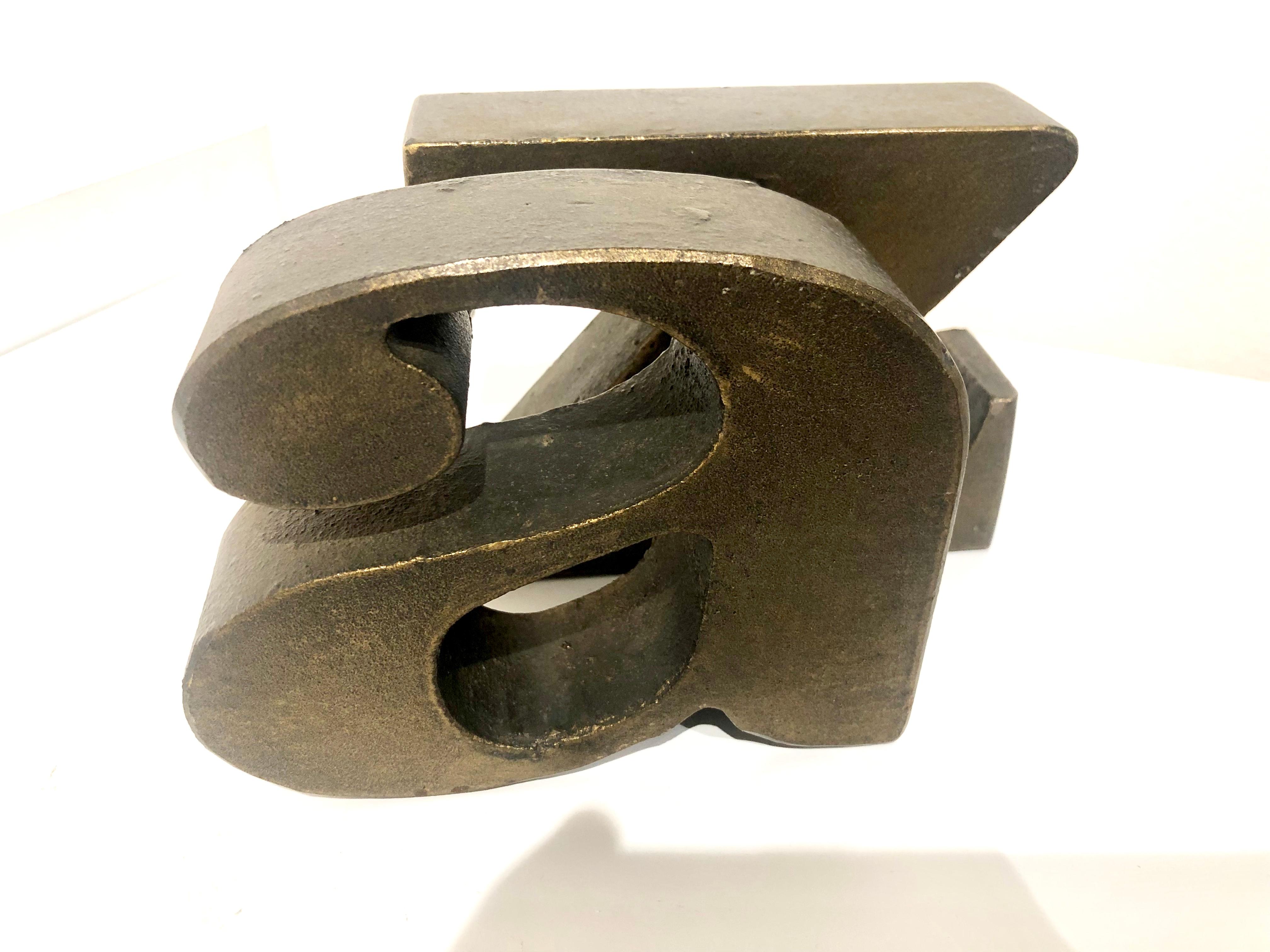 Solid Bronze Bookends A to Z Attributed to Curtis Jere In Good Condition In San Diego, CA