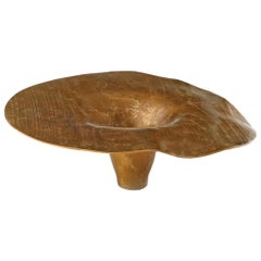 Solid Bronze "Elm" Vessel / Vase with Sculptural Shape in Gold Patina, in Stock