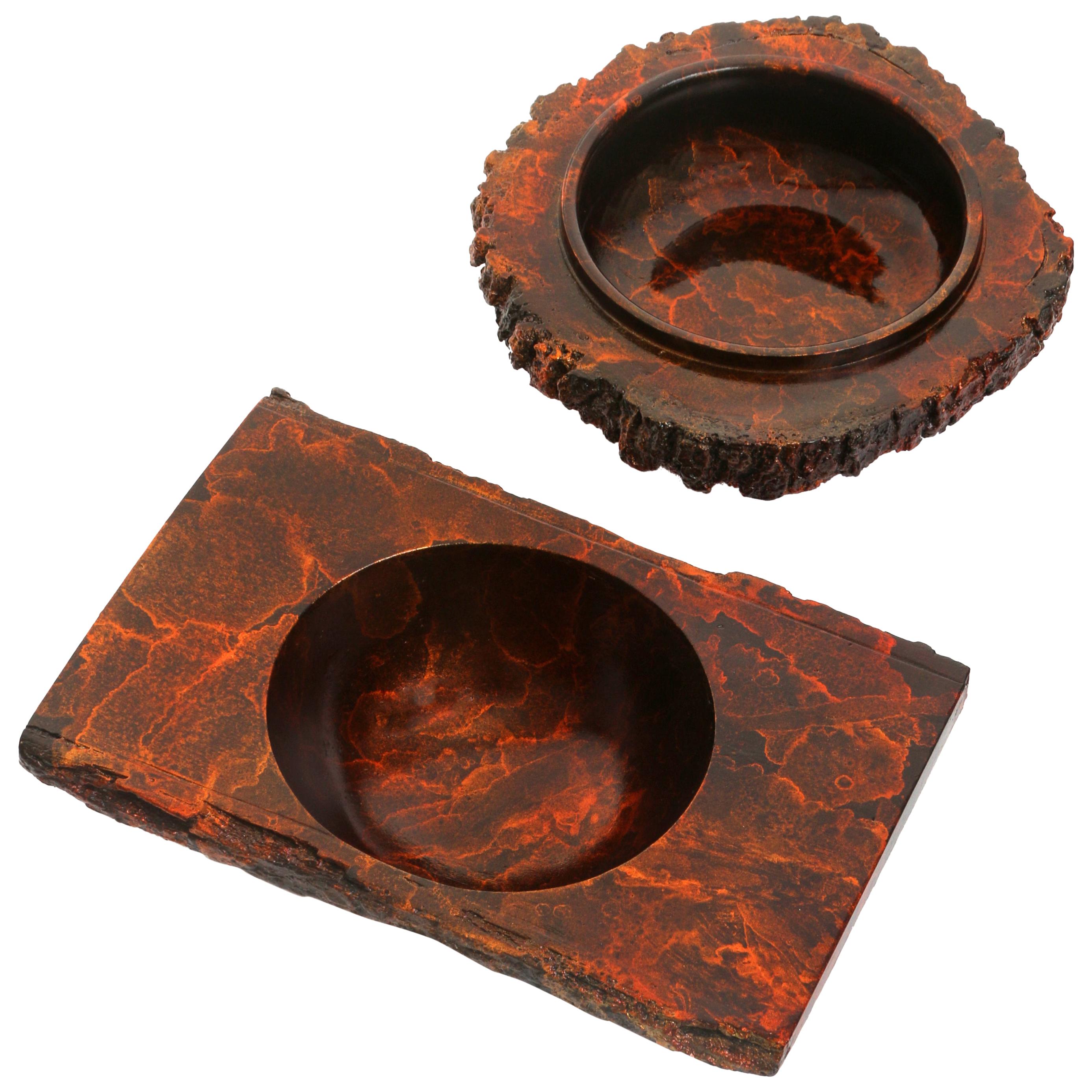 Solid Bronze "Ember" and "Zion" Bowls / Vessels Accessory Set with Red Patina For Sale