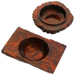 Solid Bronze "Ember" and "Zion" Bowls / Vessels Accessory Set with Red Patina