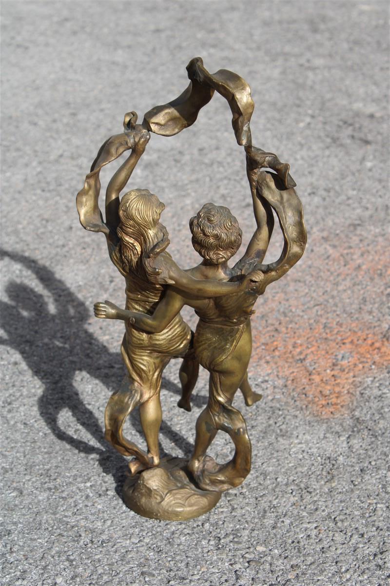 Solid Bronze Figurative Allegorical Art Nouveau with him and her Italy 1910 For Sale 10