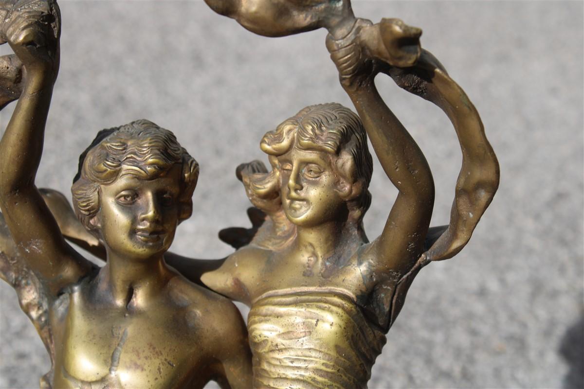 Solid Bronze Figurative Allegorical Art Nouveau with him and her Italy 1910 In Good Condition For Sale In Palermo, Sicily