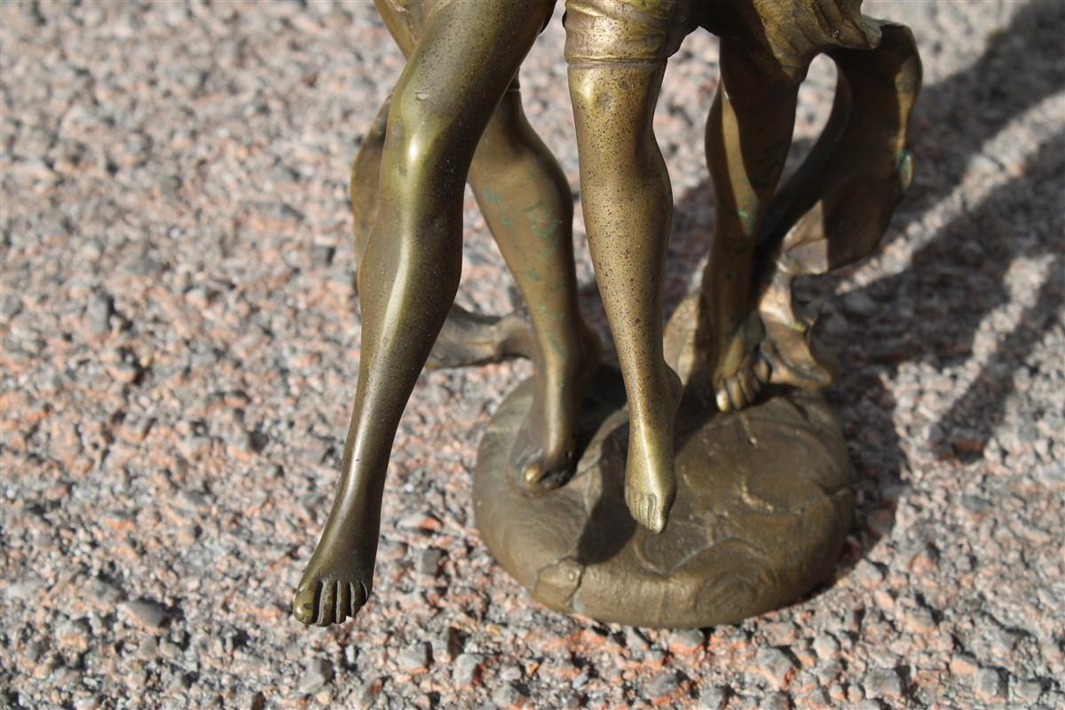 Solid Bronze Figurative Allegorical Art Nouveau with him and her Italy 1910 For Sale 1