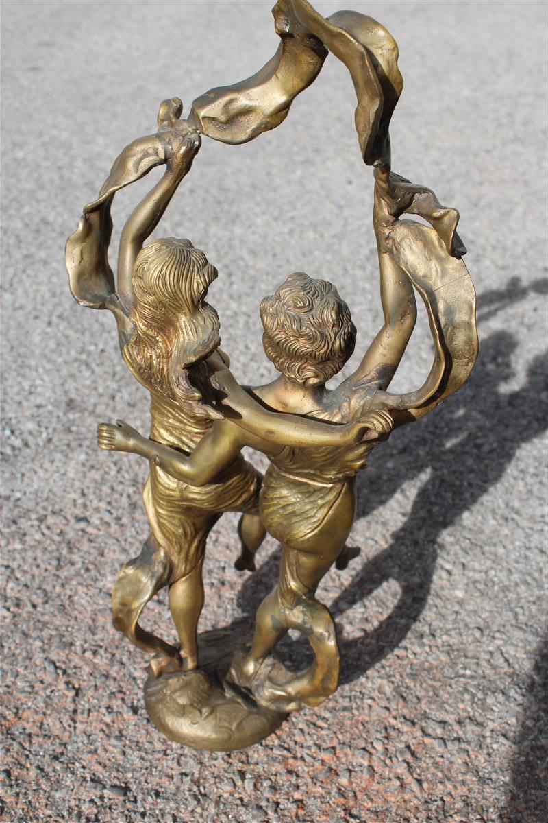 Solid Bronze Figurative Allegorical Art Nouveau with him and her Italy 1910 For Sale 3