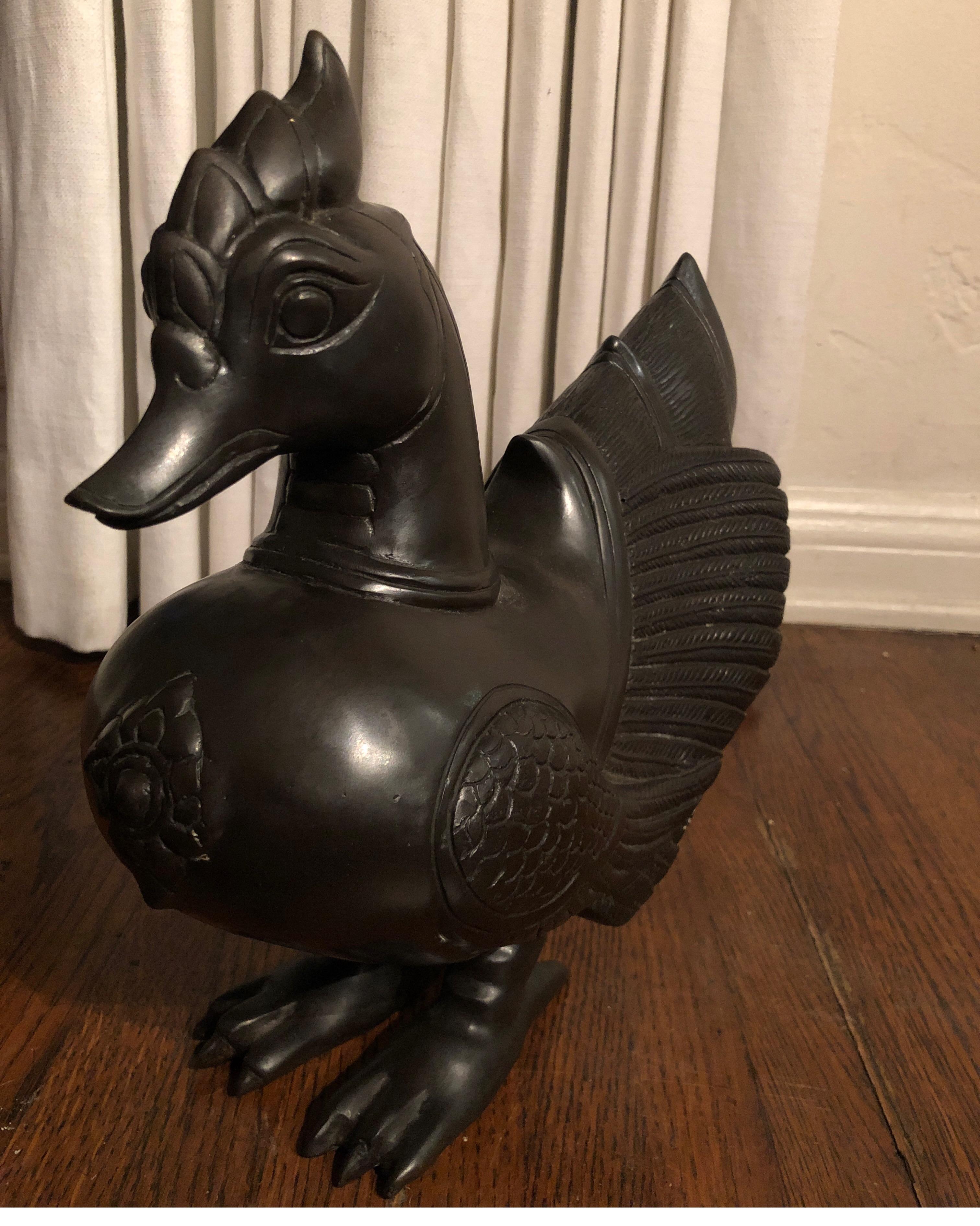 20th century bronze duck statue. Tons of unique details.
  