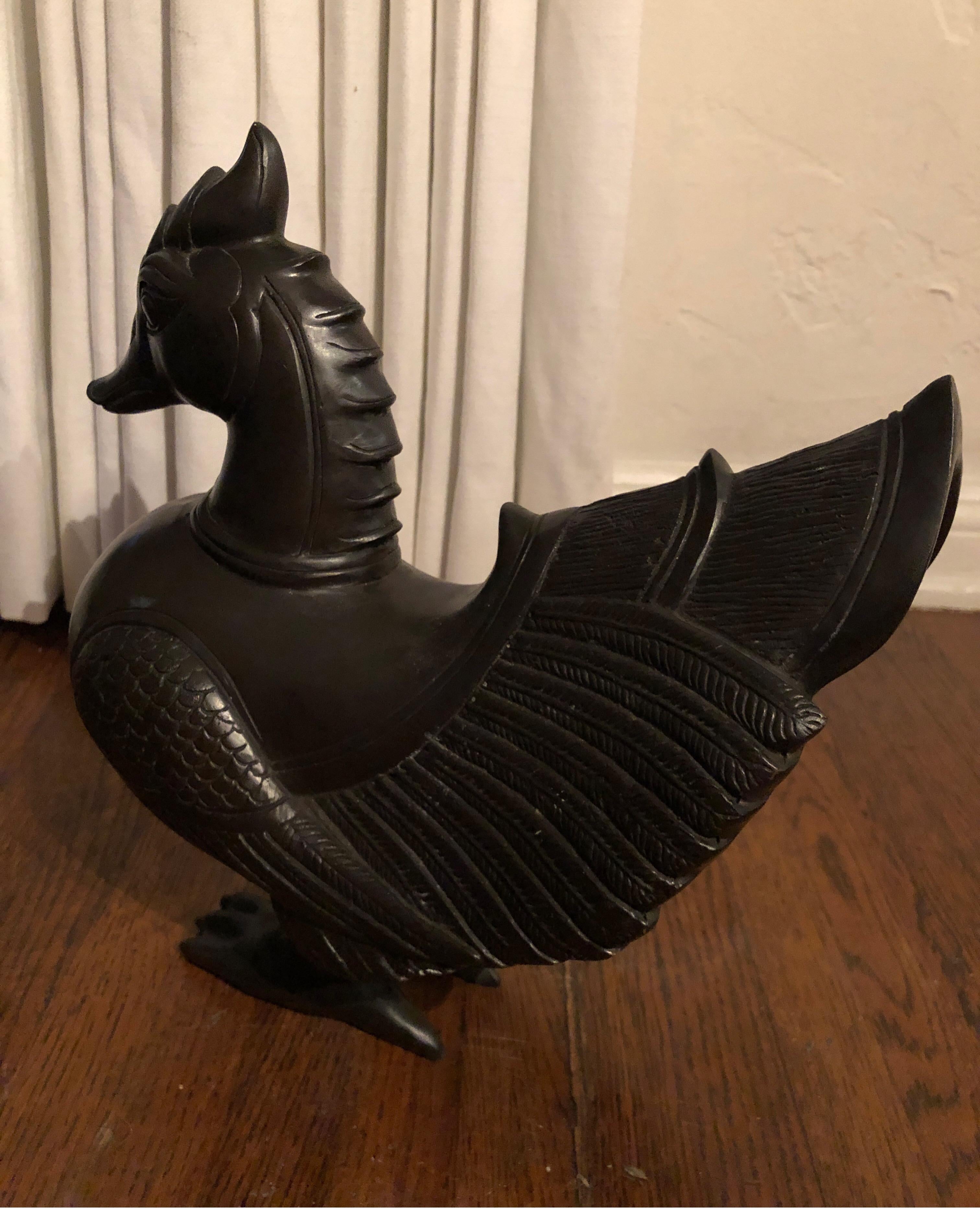 Solid Bronze Duck Figurine In Good Condition For Sale In Los Angeles, CA
