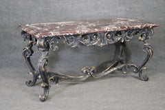 Solid Bronze Georgian Style Rams Head Rouge Marble Center Table
