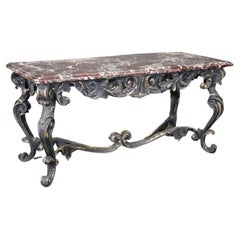 Solid Bronze Georgian Style Rams Head Rouge Marble Center Table