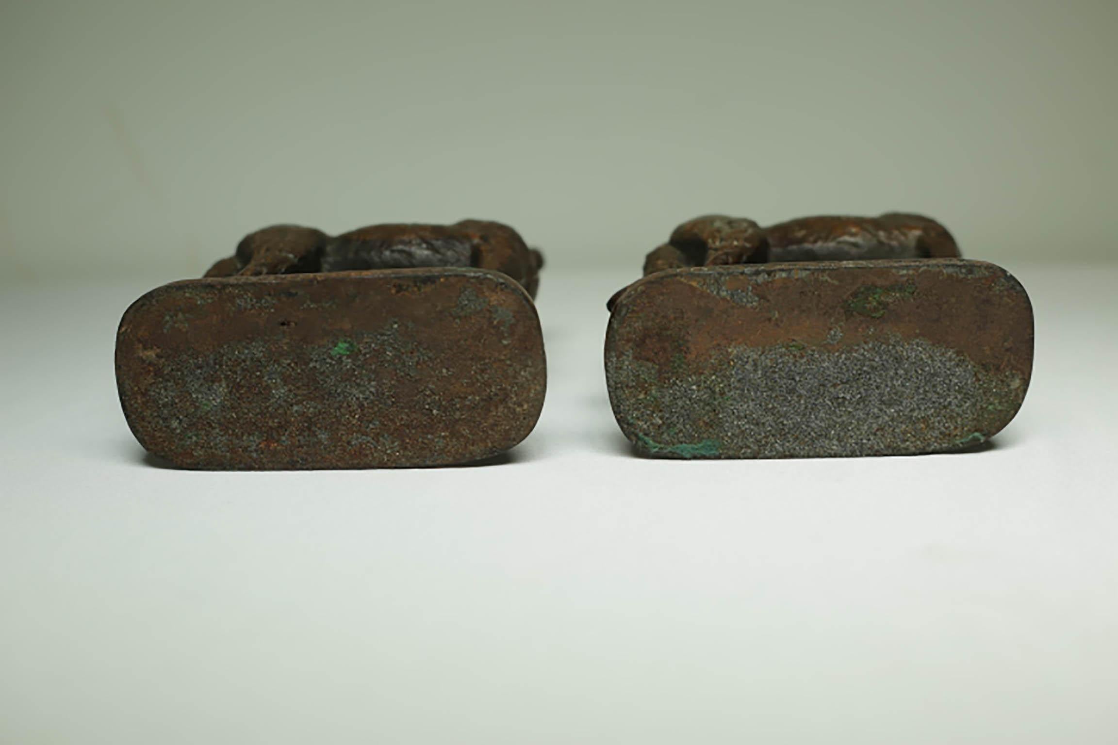 Solid Bronze German Shepard Bookends Stamped 
