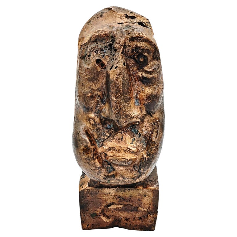 Solid Bronze Head Sculpture, France 1960s For Sale at 1stDibs