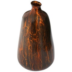 Solid Bronze "Hestia" Vase / Sculpture with Organic Shape and Red Patina, Stock