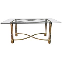 Used Solid Bronze Indoor Outdoor Glass Top Neoclassical Dining Center Table C1940