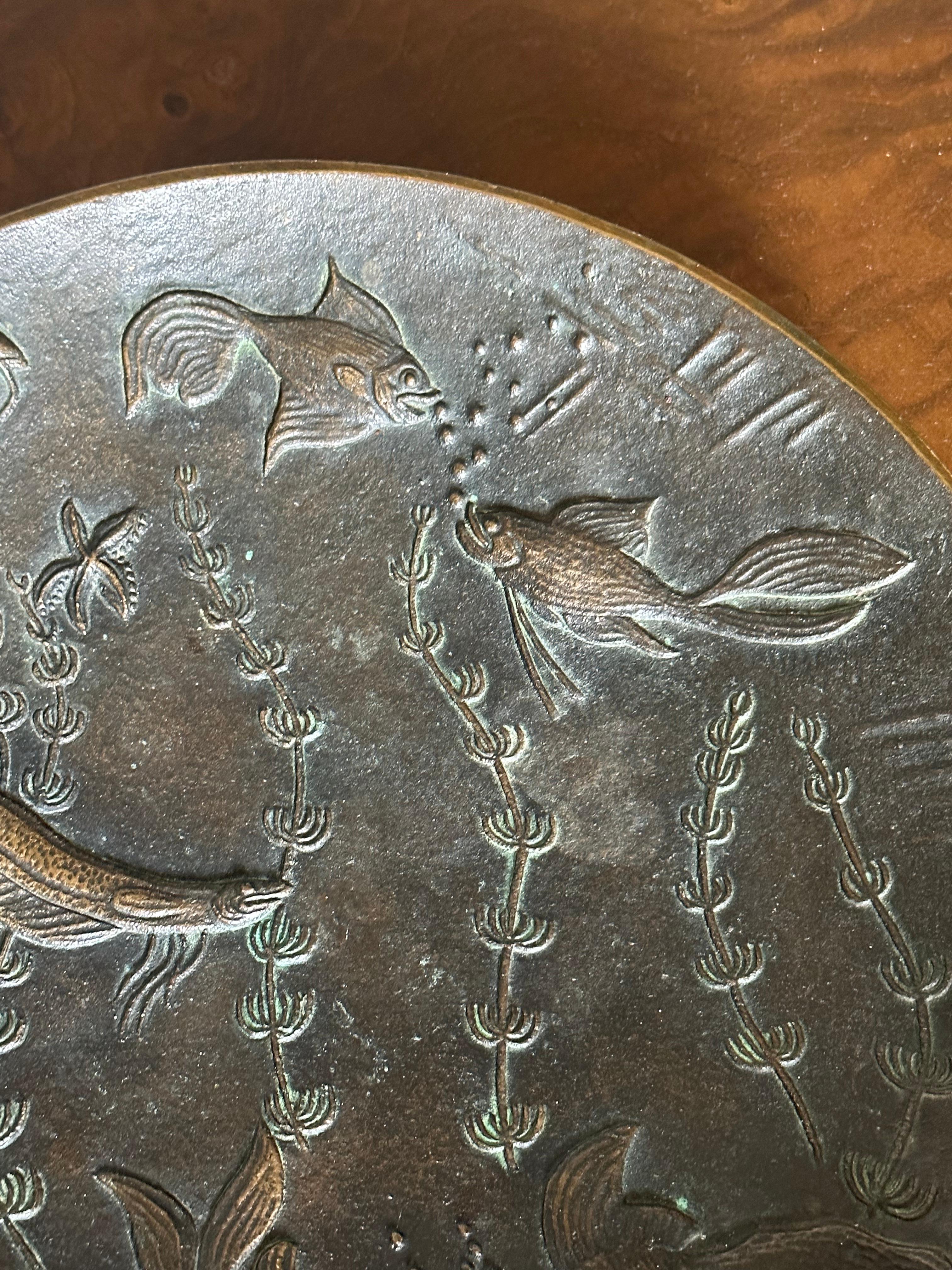 Svedese Ciotola bassa in bronzo massiccio di Gunnar Nylund per Akta Brons, Svezia, anni '40 in vendita