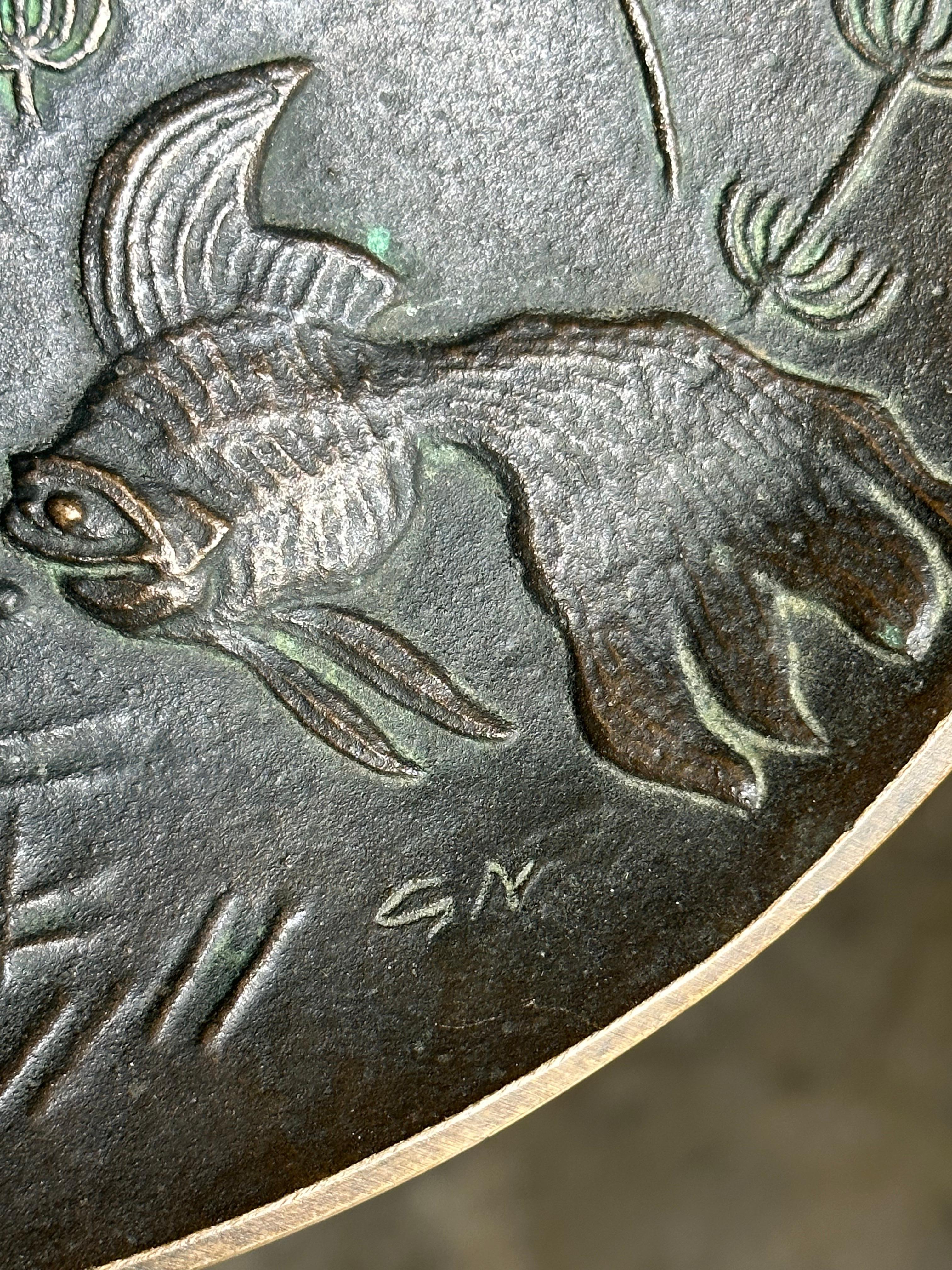 Metà XX secolo Ciotola bassa in bronzo massiccio di Gunnar Nylund per Akta Brons, Svezia, anni '40 in vendita