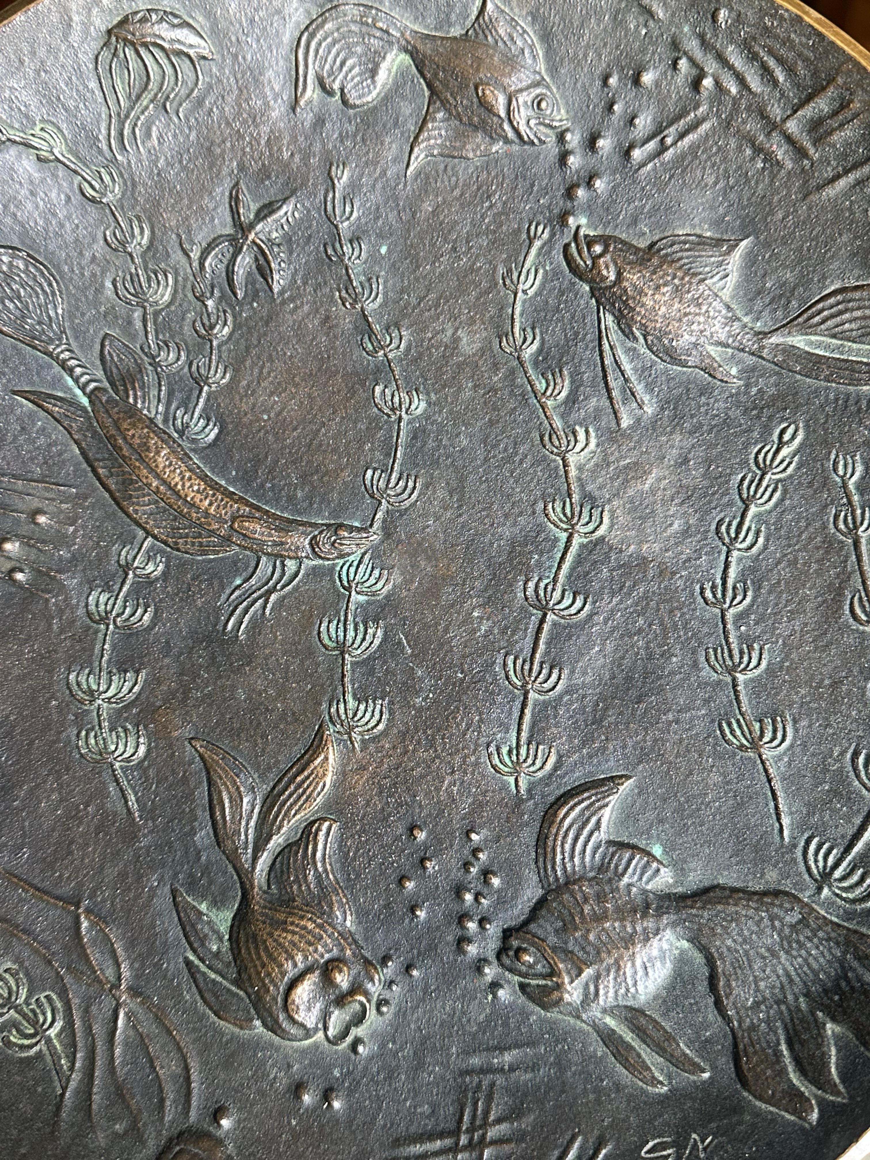 Bronzo Ciotola bassa in bronzo massiccio di Gunnar Nylund per Akta Brons, Svezia, anni '40 in vendita