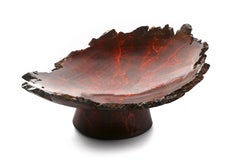 Solid Bronze "Mavis" Footed Dish with Natural Edge and Red Patina, in Stock