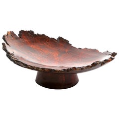 Solid Bronze "Mavis" Footed Dish with Natural Edge and Red Patina, in Stock