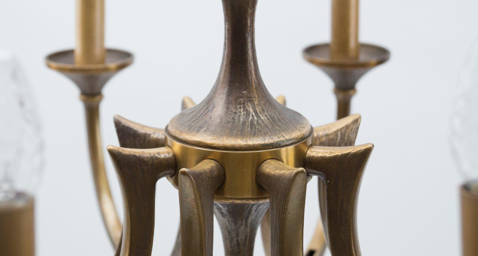 Metà XX secolo Lampada Sputnik da soffitto in bronzo massiccio del Medioevo, anni '60 in vendita