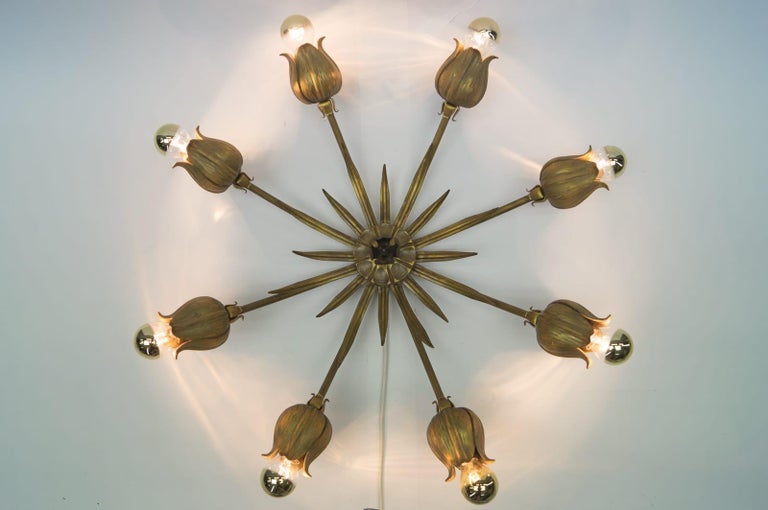 Solid Bronze Midcentury Wall Or Ceiling Sputnik Lamp Flower Shaped Regency Solid Bronze Midcentury Wall Or Ceiling Sputnik Lamp Flower Shaped 1960s For