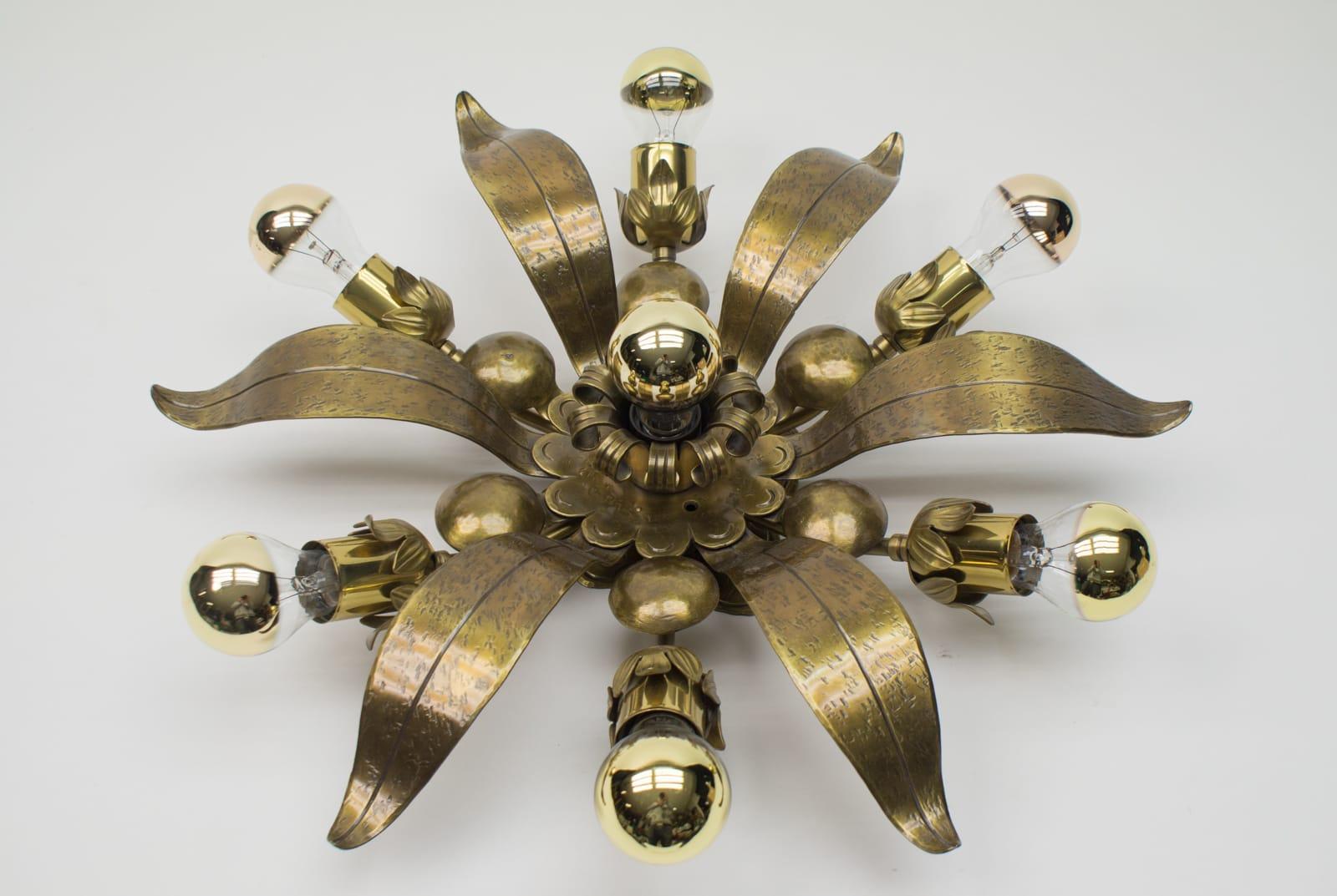 Mid-20th Century Solid Bronze Midcentury Wall or Ceiling Sputnik Lamp Flower-Shaped, 1960s