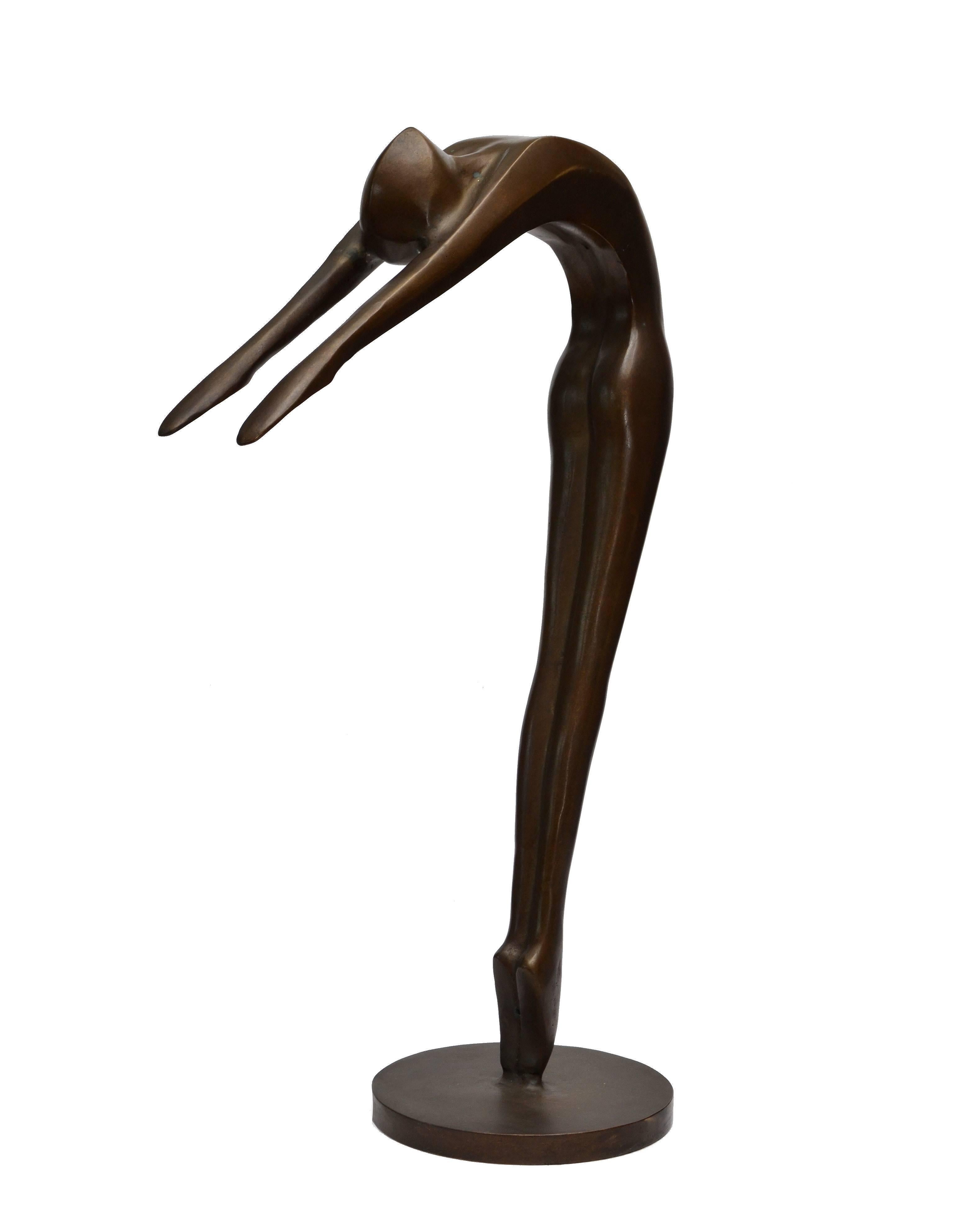 Graceful solid bronze nude dancer sculpture.

 