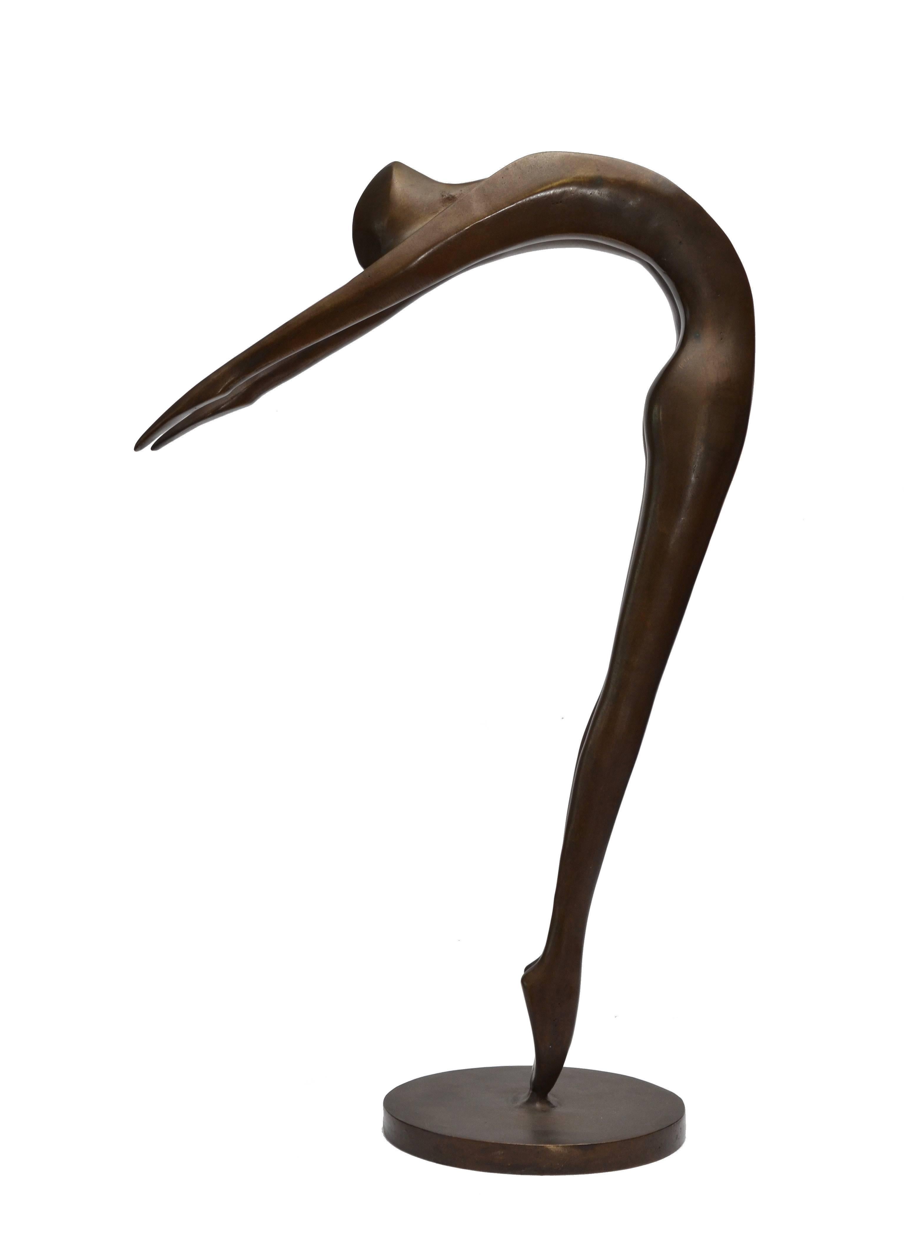 Mid-Century Modern Solid Bronze Nude Ballerina Dancer Sculpture