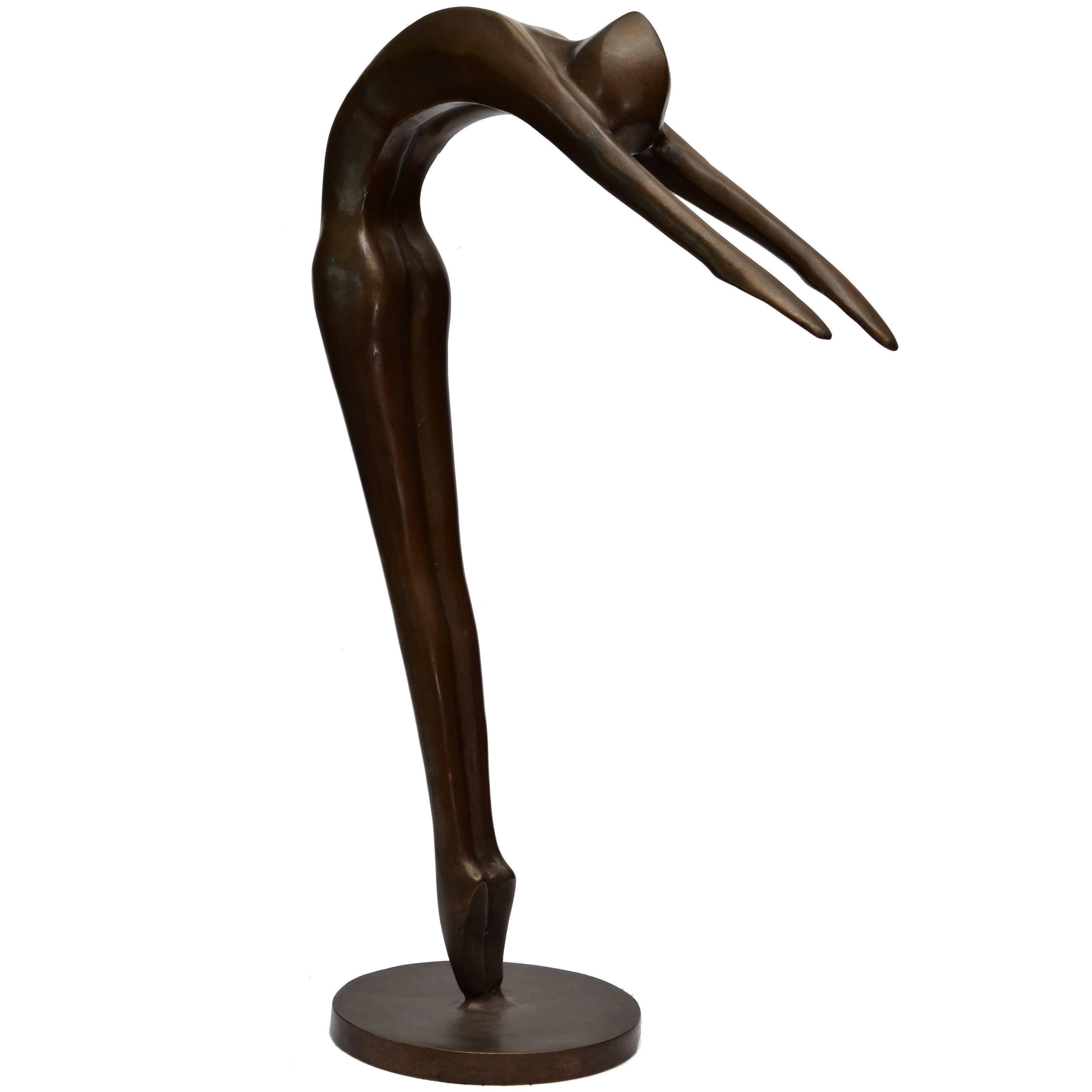 Solid Bronze Nude Ballerina Dancer Sculpture