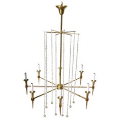 Solid Bronze Parzinger Style High Style Chandelier with Crystal