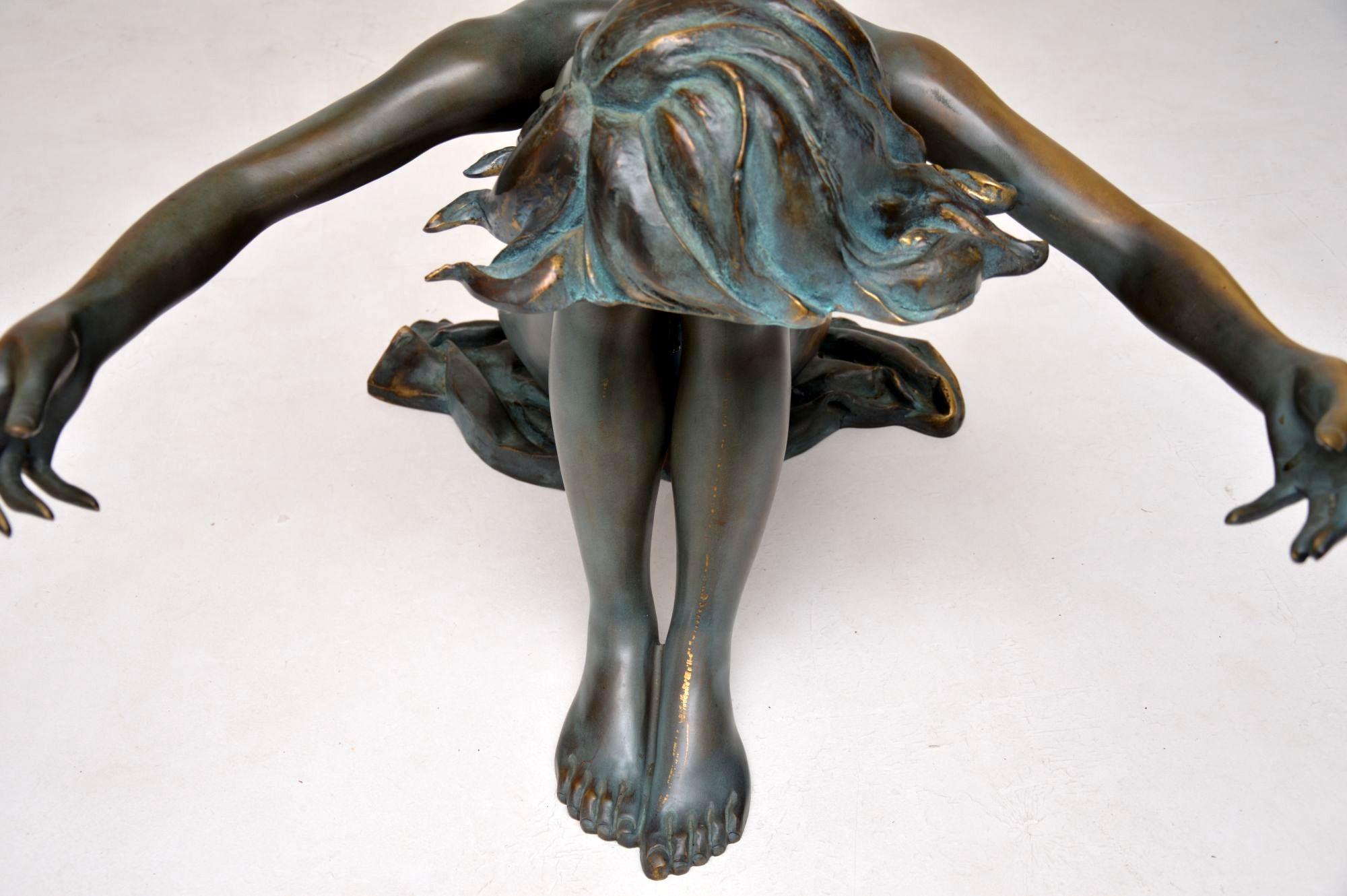 Solid Bronze Sculptural Vintage Coffee Table of Nude Woman 2