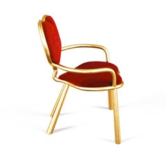 Bronze Heart Chair With Red Mohair Upholstery