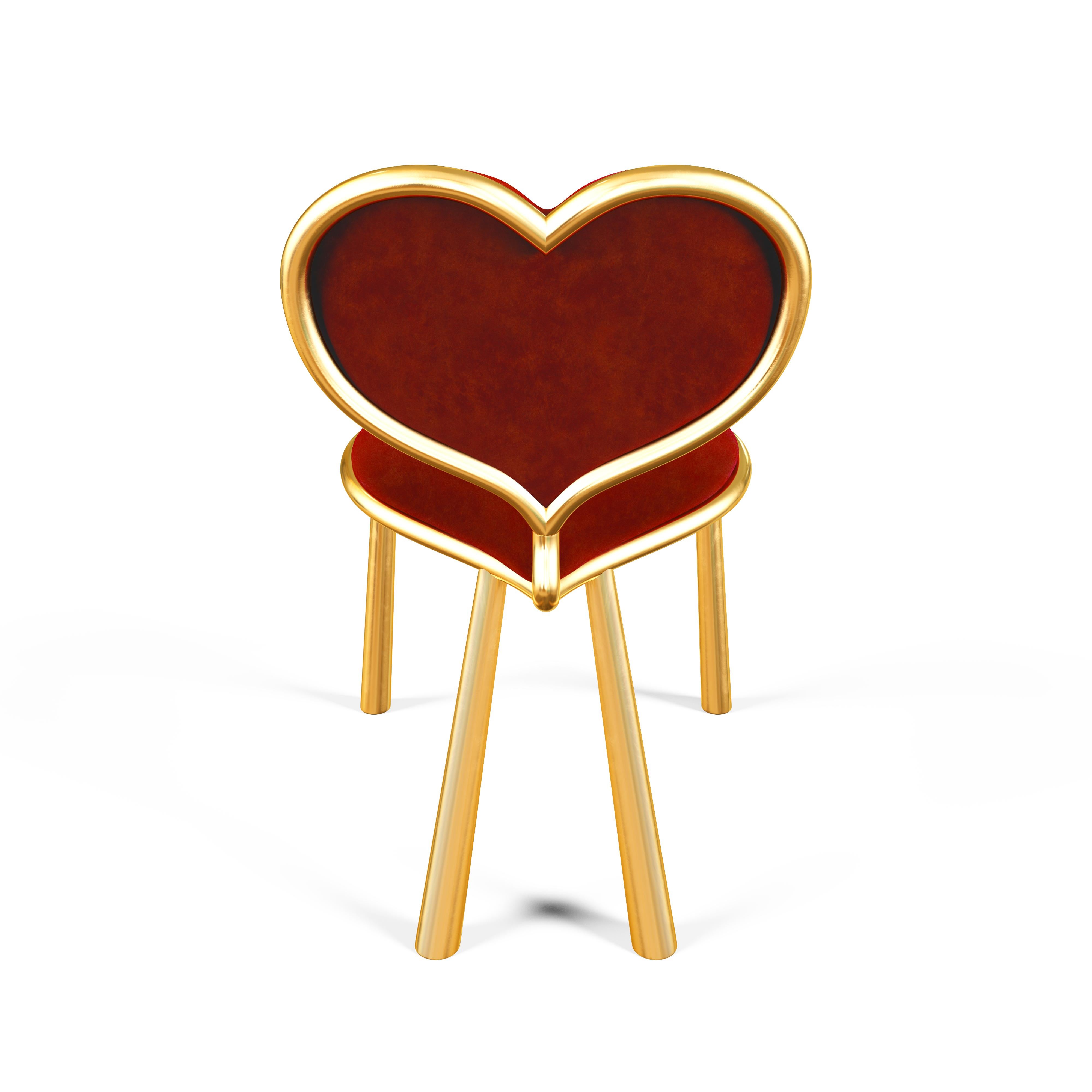 Sedia Heart Bronzo con rivestimento in Mohair Rosso In condizioni Nuovo in vendita a Toronto, Ontario