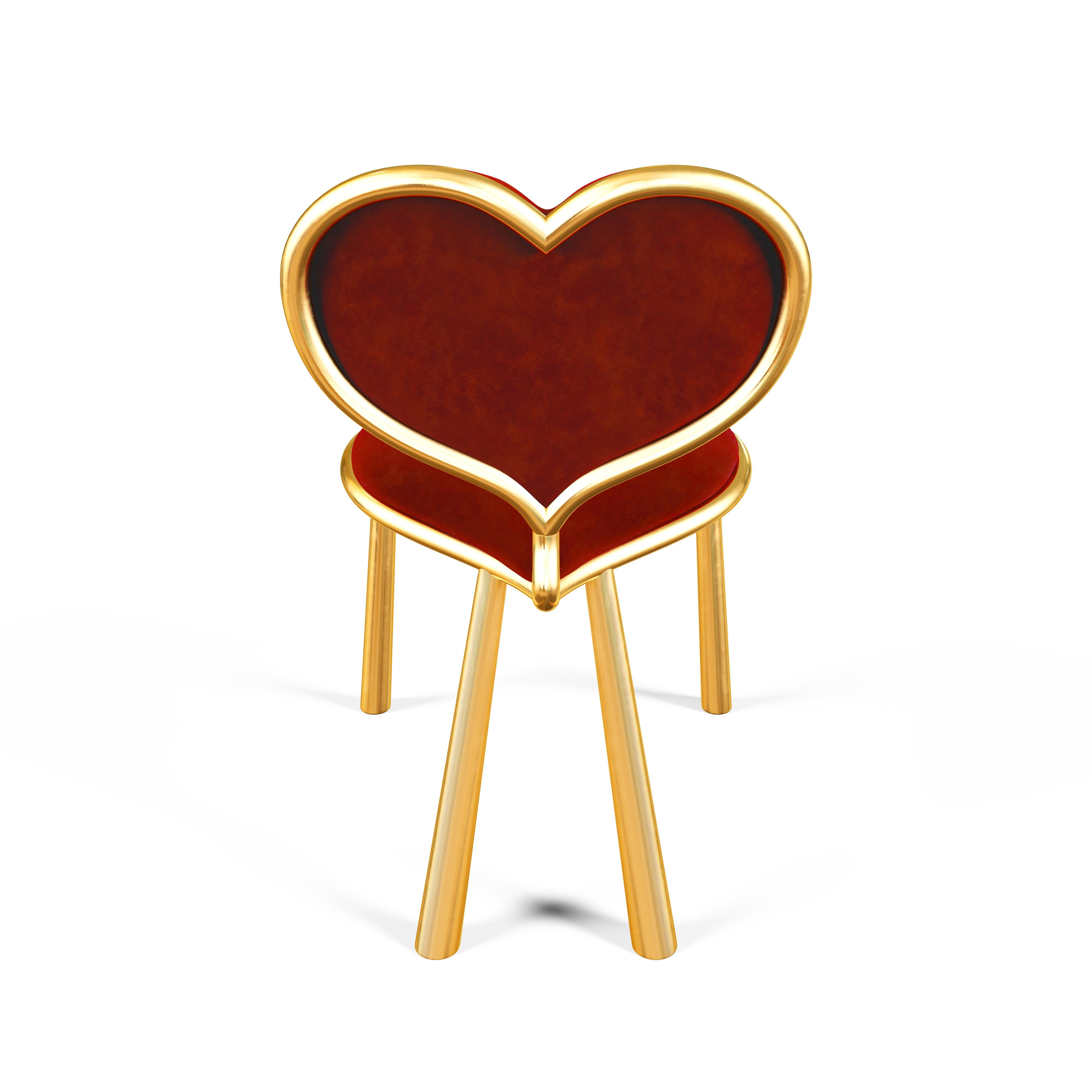 American Bronze Heart Chair With Red Mohair Upholstery For Sale