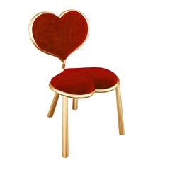Bronze Heart Chair With Red Mohair Upholstery
