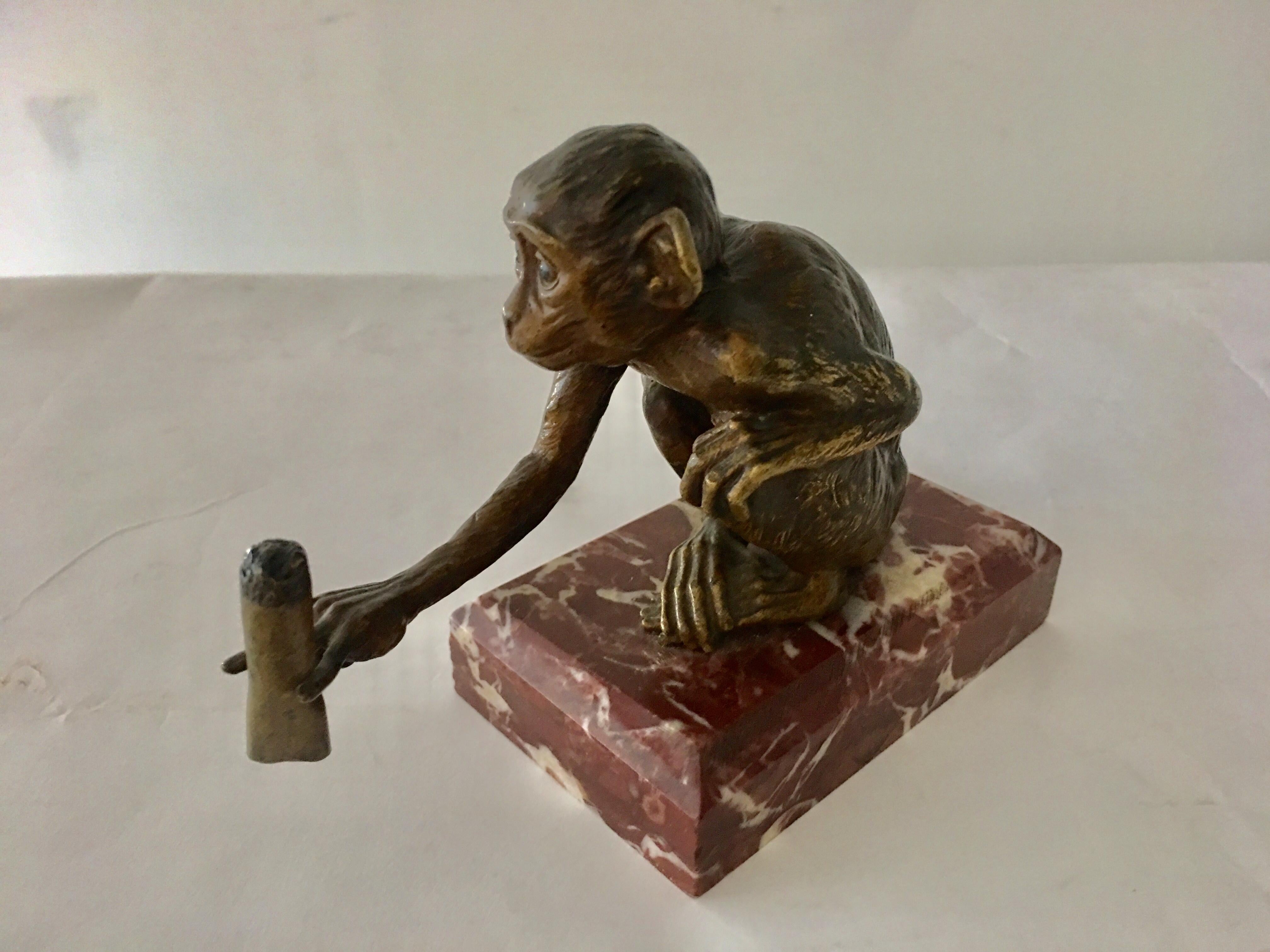 20th Century Solid Bronze Sculpture on Marble Base