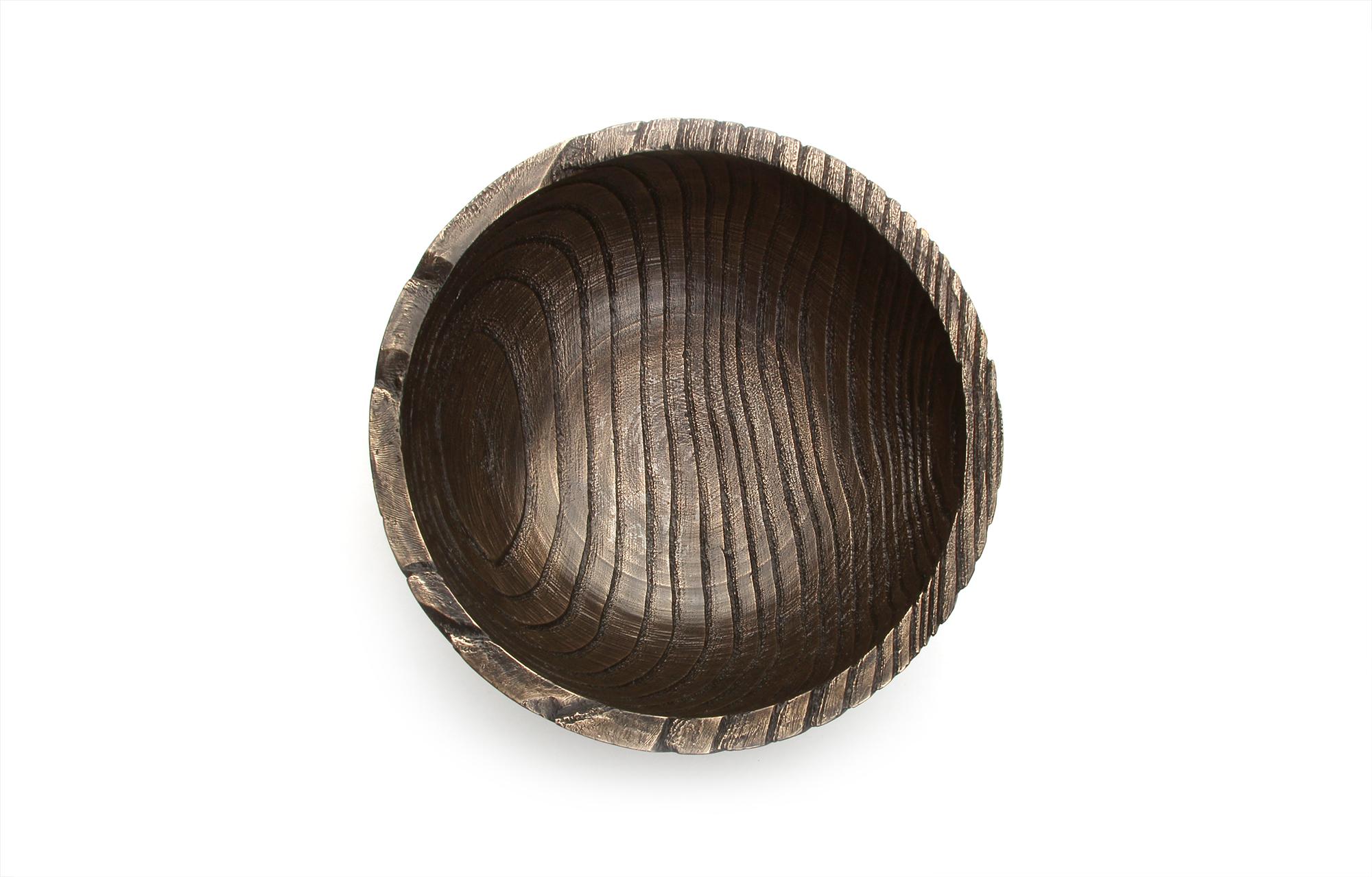 Solid Bronze Set ‘Everest’, ‘Alpine’ and ‘Flora’ Bowls with Wood Grain Texture For Sale 5