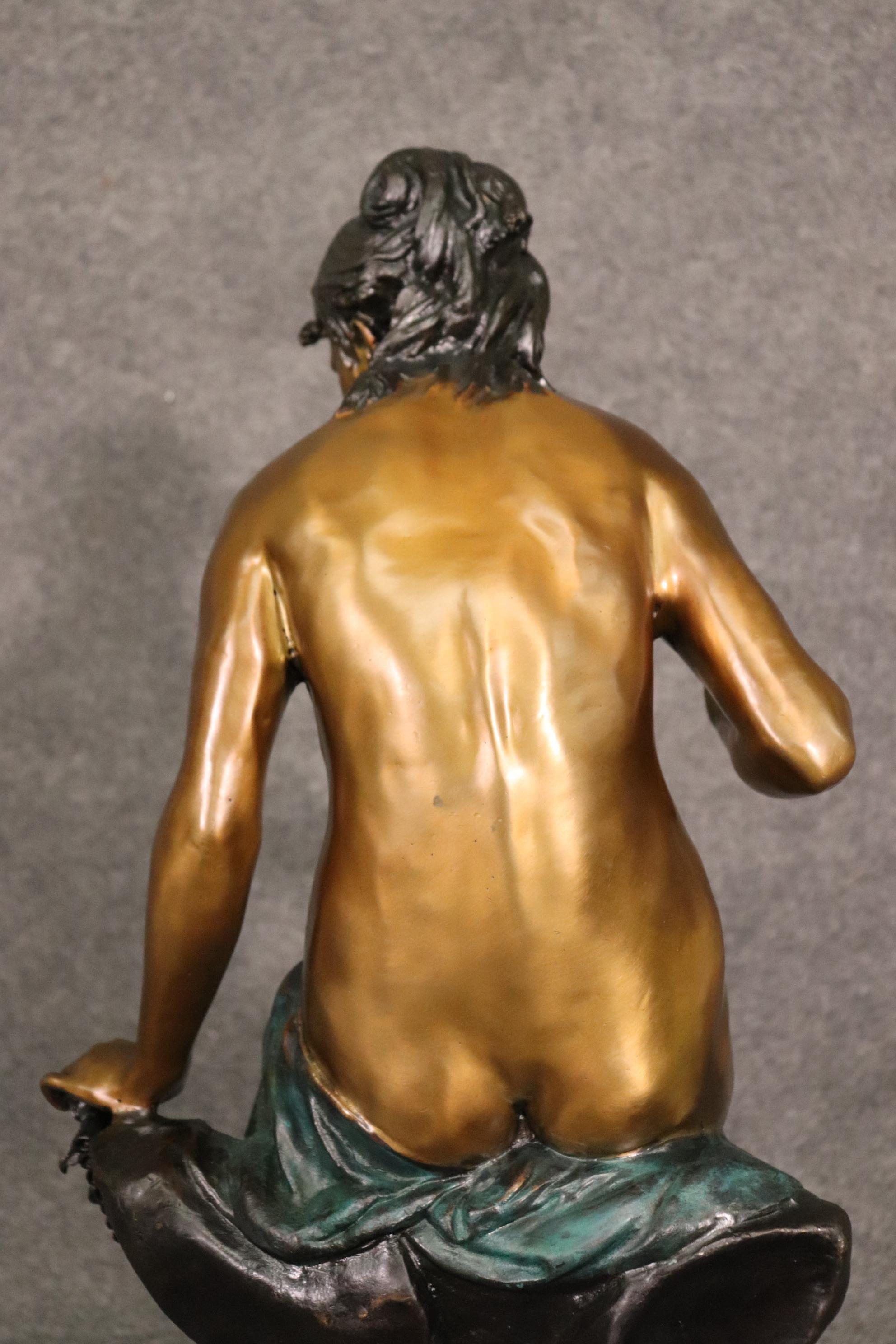 Solid Bronze Signed Statue of a Nude Woman  7