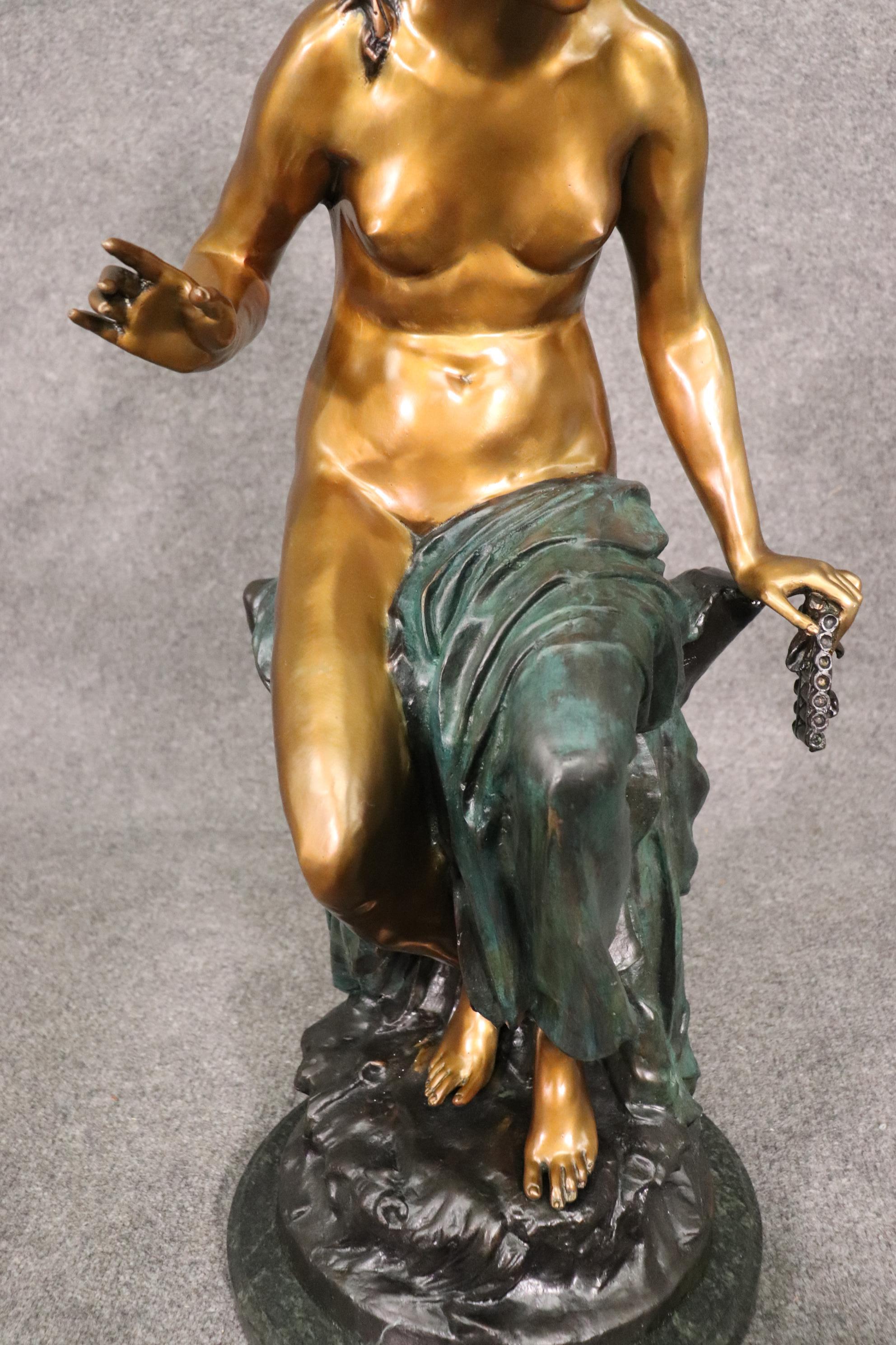 Late 20th Century Solid Bronze Signed Statue of a Nude Woman 