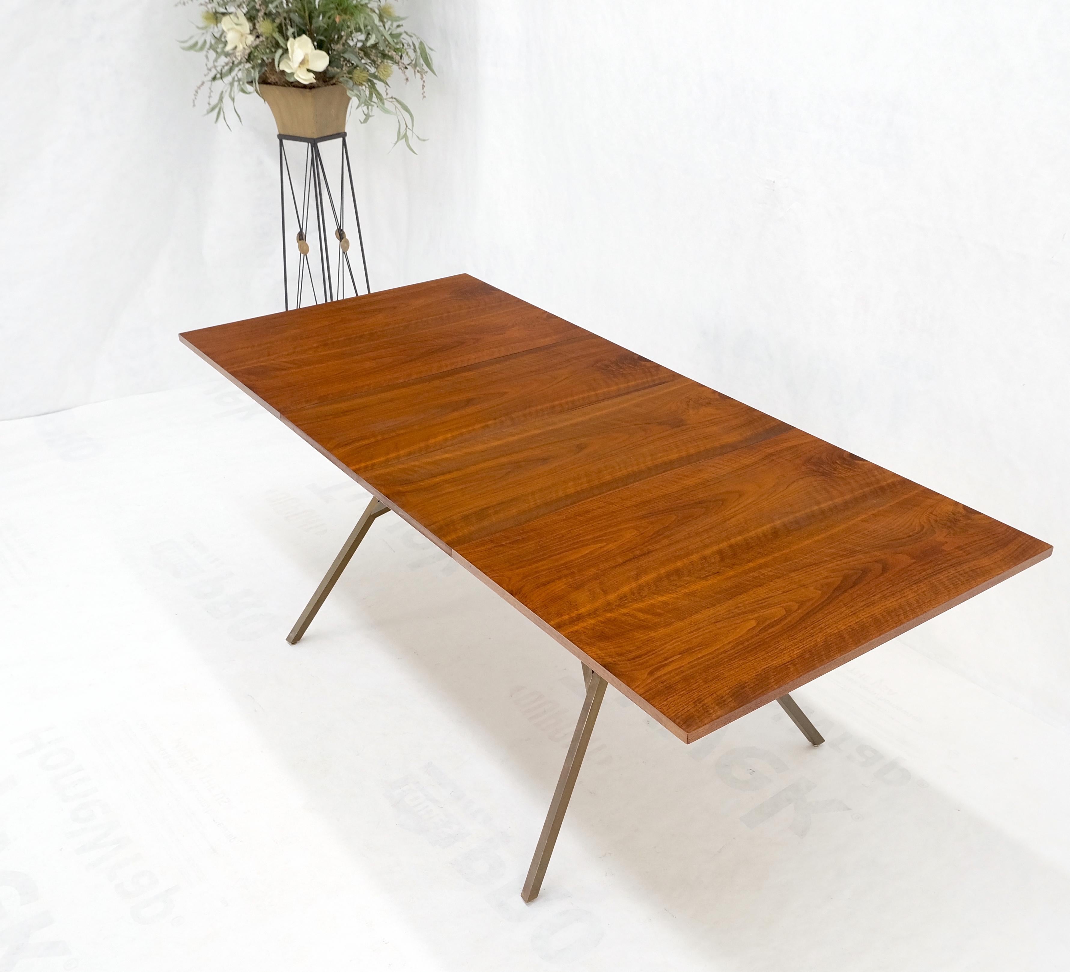 Solid Bronze Square Profile Two Extension Boards Walnut Top Dining Table Mint! For Sale 3