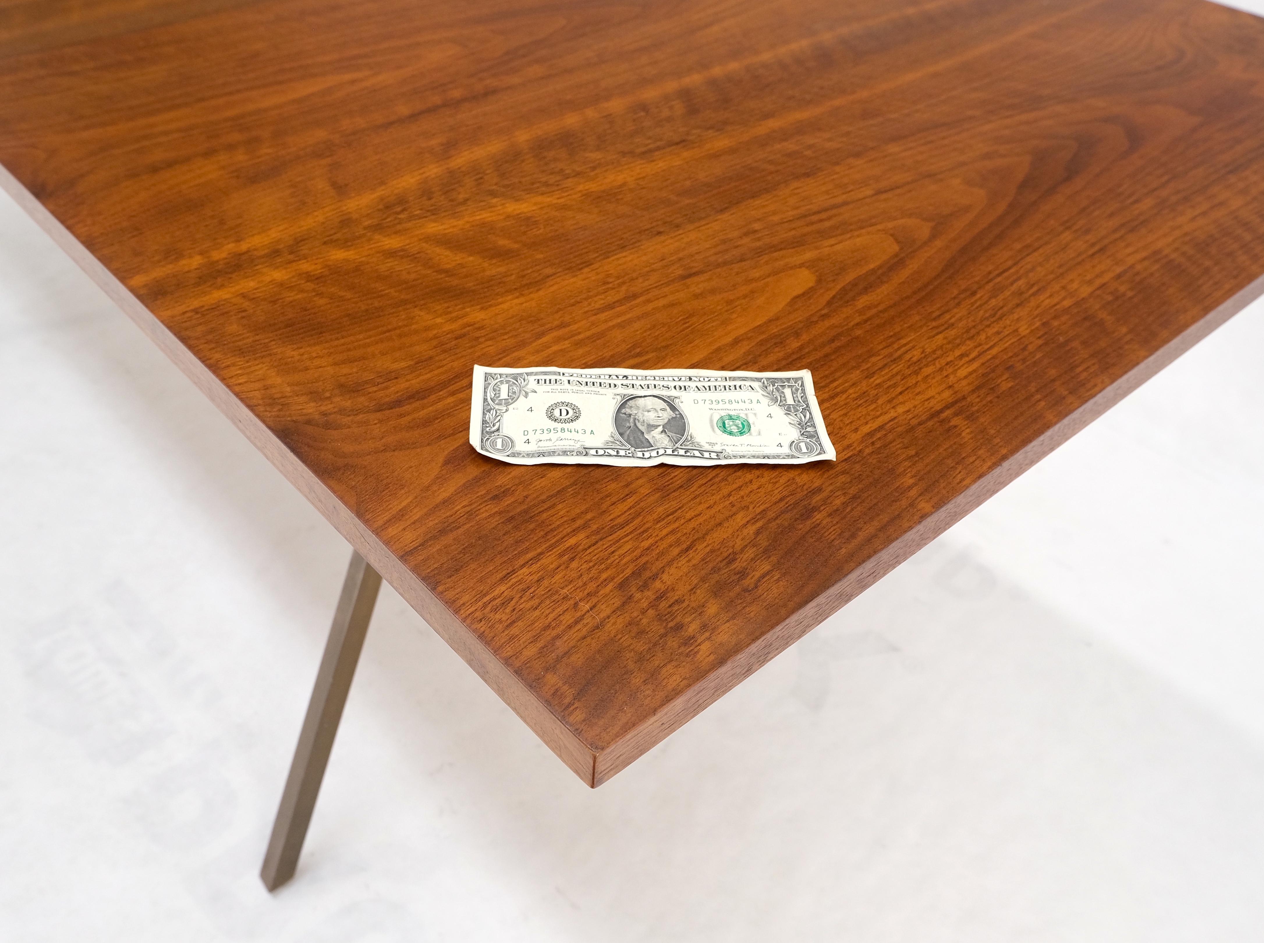 Solid Bronze Square Profile Two Extension Boards Walnut Top Dining Table Mint ! en vente 9