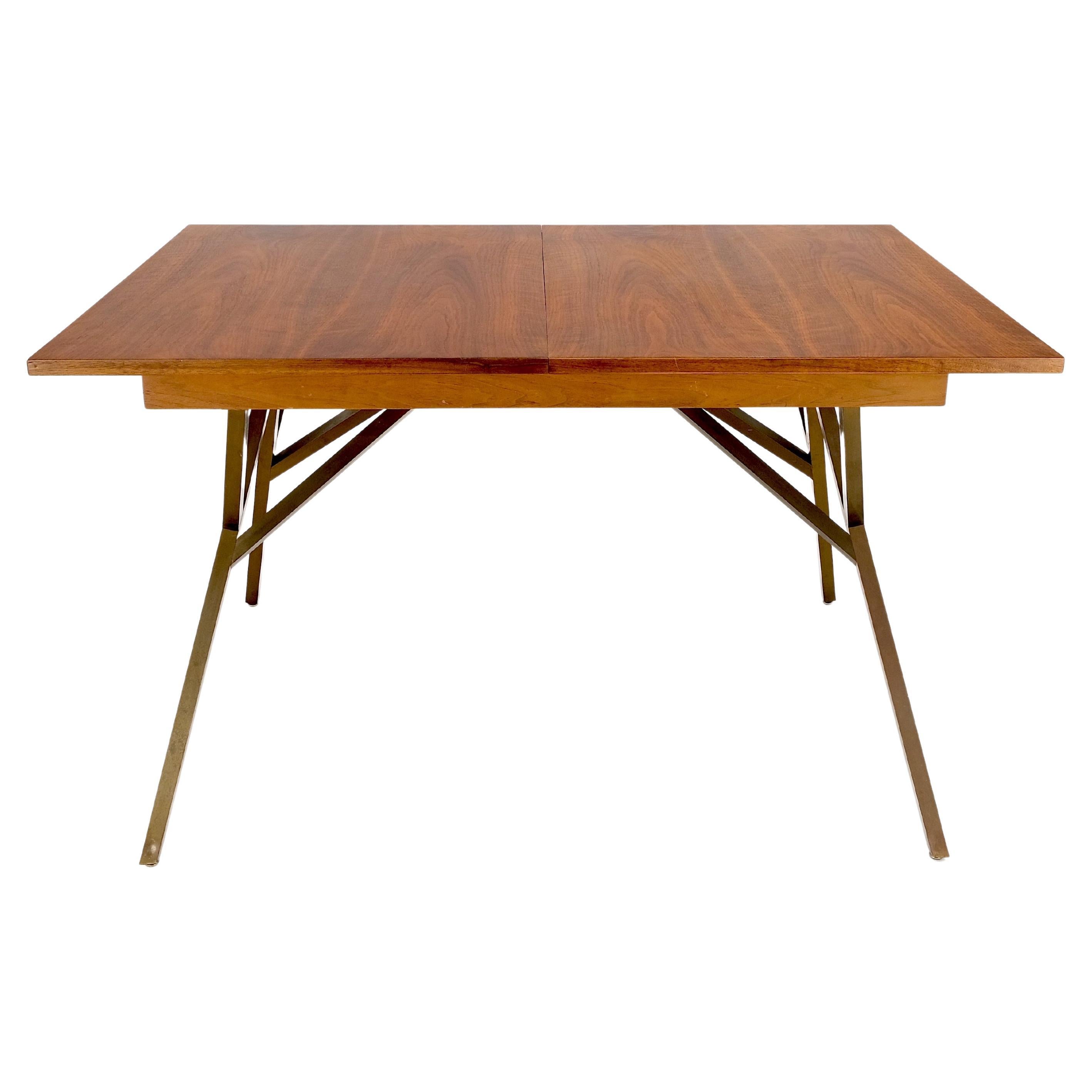 American Solid Bronze Square Profile Two Extension Boards Walnut Top Dining Table Mint! For Sale