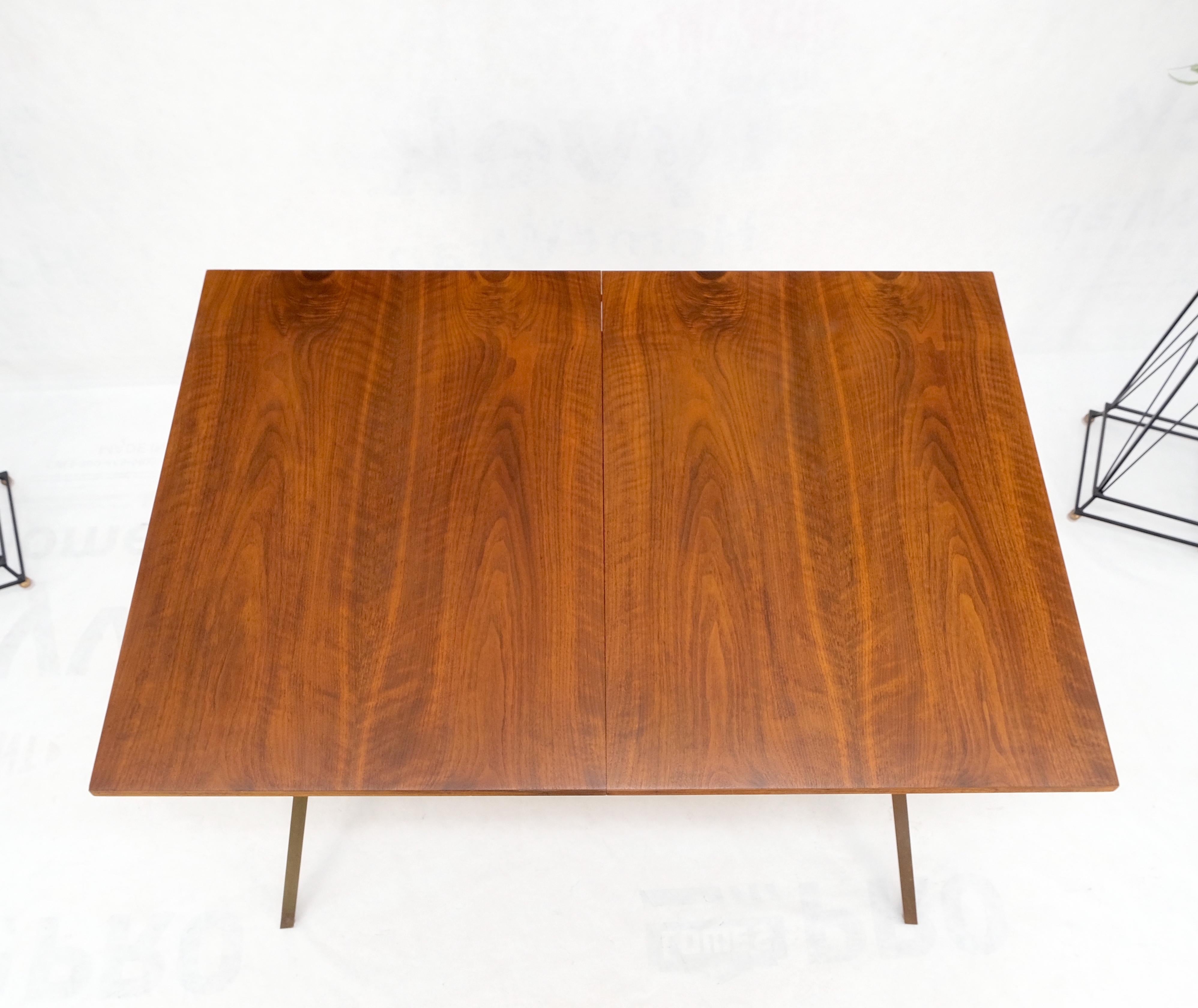 Lacquered Solid Bronze Square Profile Two Extension Boards Walnut Top Dining Table Mint! For Sale