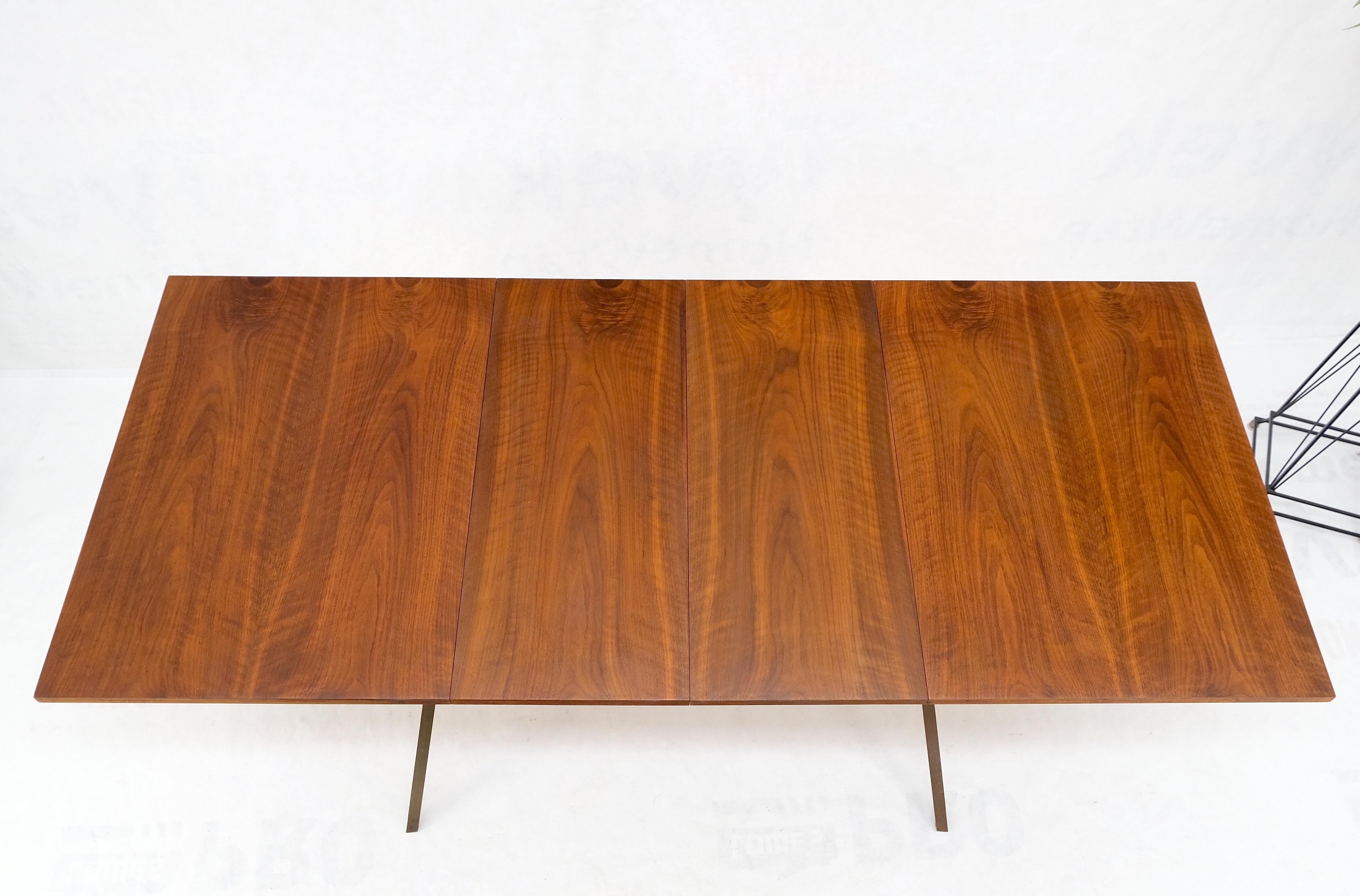 Solid Bronze Square Profile Two Extension Boards Walnut Top Dining Table Mint ! en vente 1
