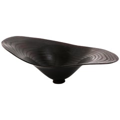 Solid Bronze "Vale" Bowl or Vessel with Wood Texture and Ebony Patina, in Stock