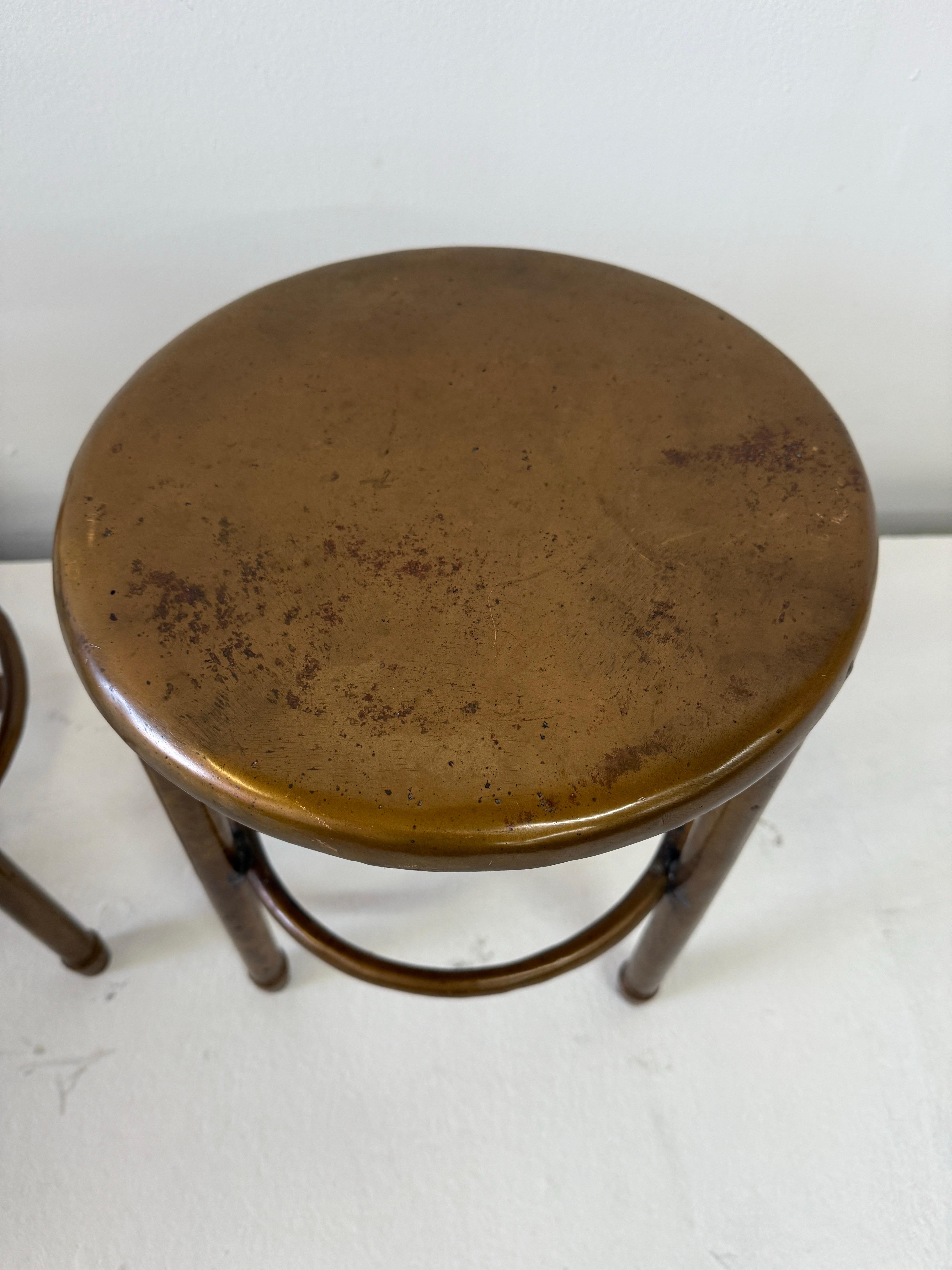 Industrial Solid Bronze Vintage Yacht Stools or Side Tables - 4 Available For Sale