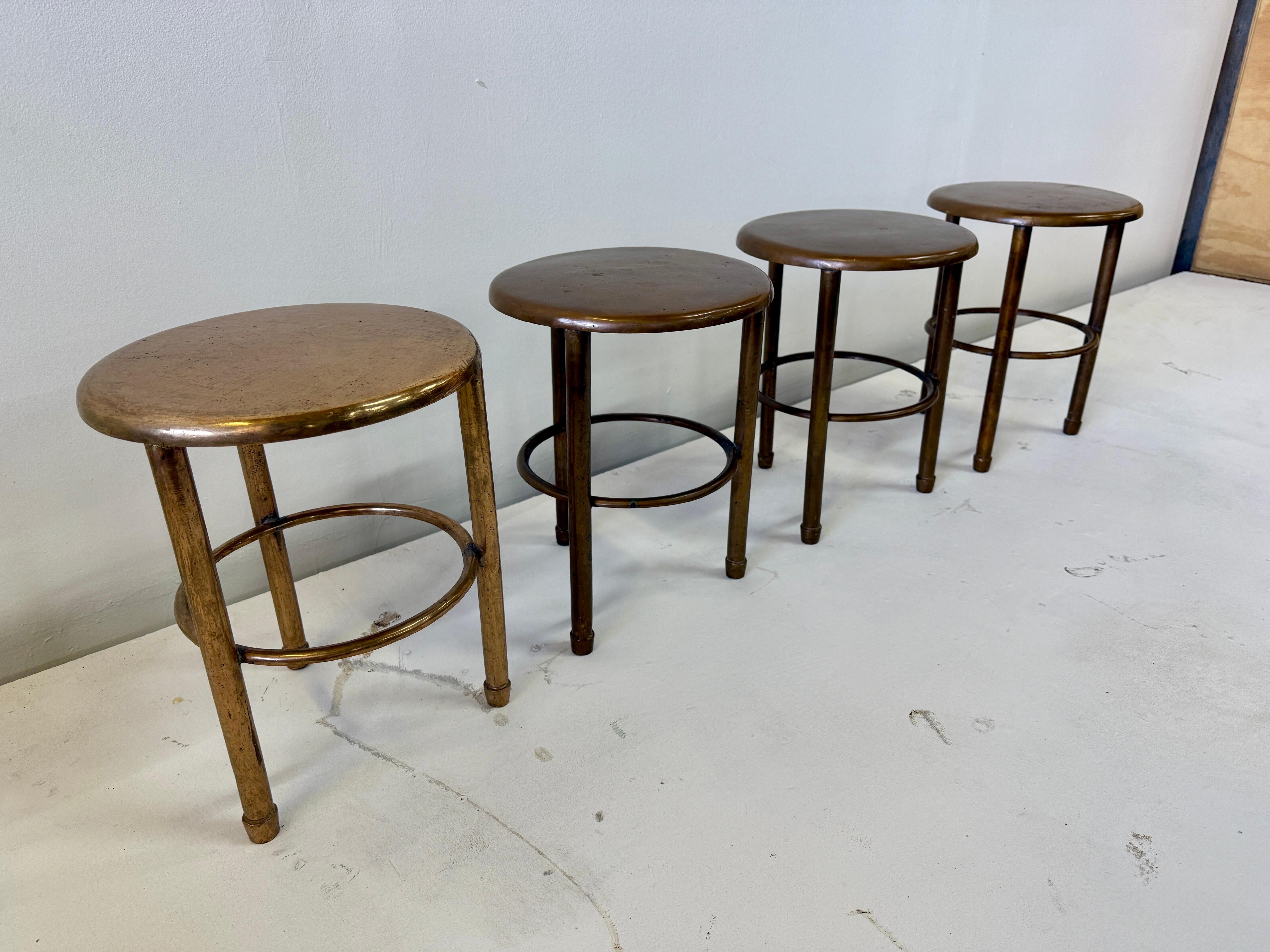 Spanish Solid Bronze Vintage Yacht Stools or Side Tables - 4 Available For Sale