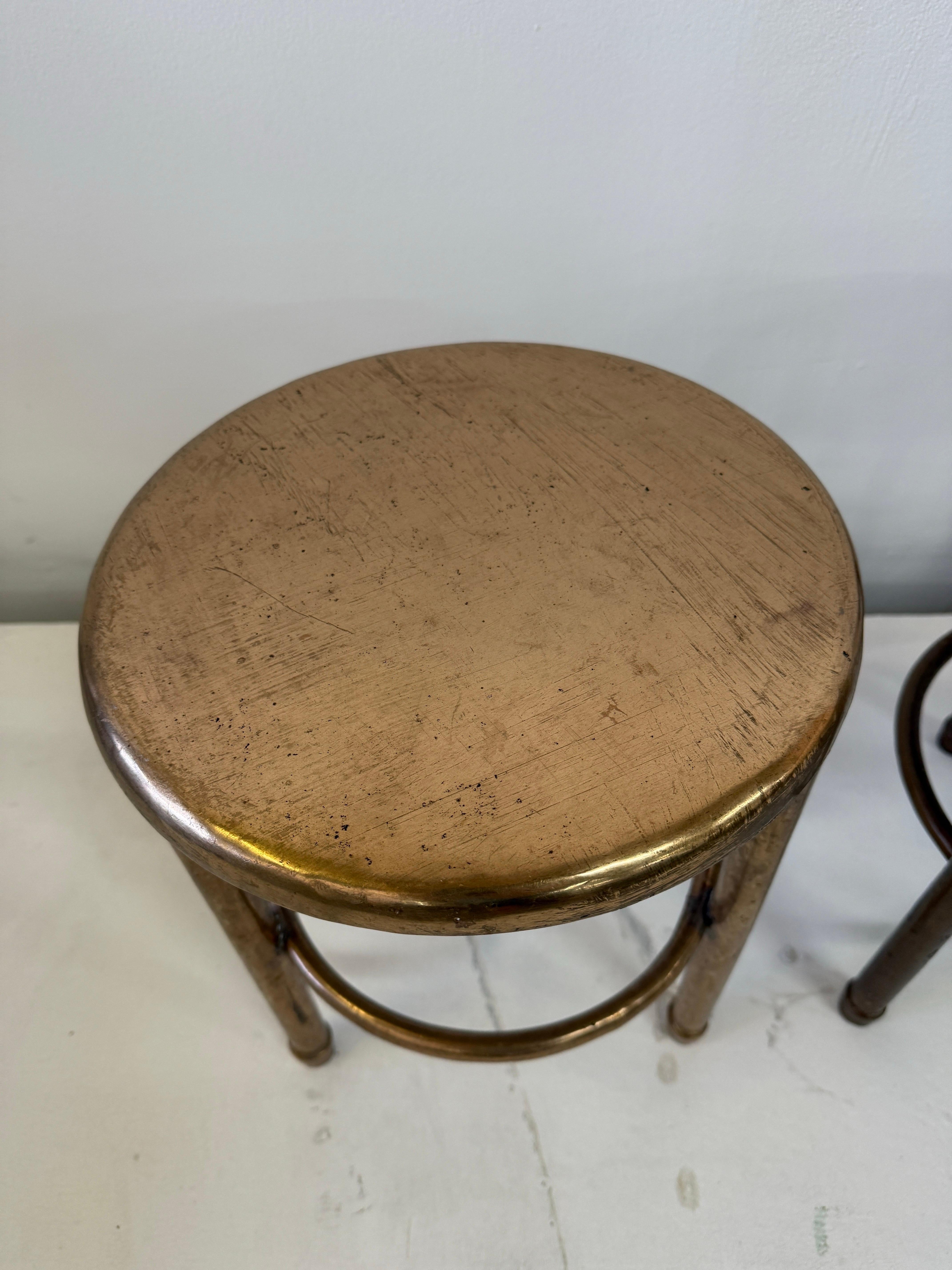 Mid-20th Century Solid Bronze Vintage Yacht Stools or Side Tables - 4 Available For Sale