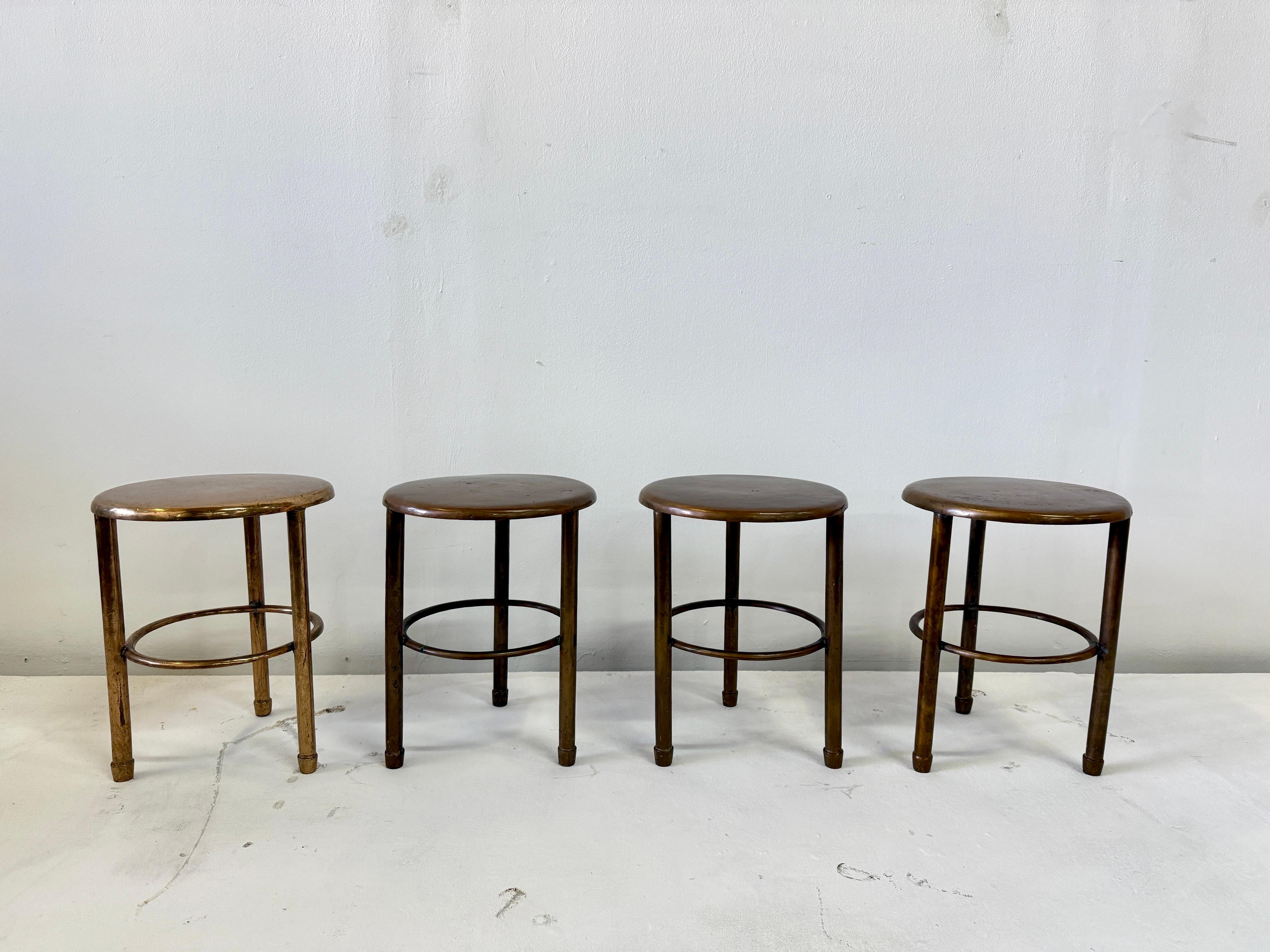 Solid Bronze Vintage Yacht Stools or Side Tables - 4 Available For Sale 2