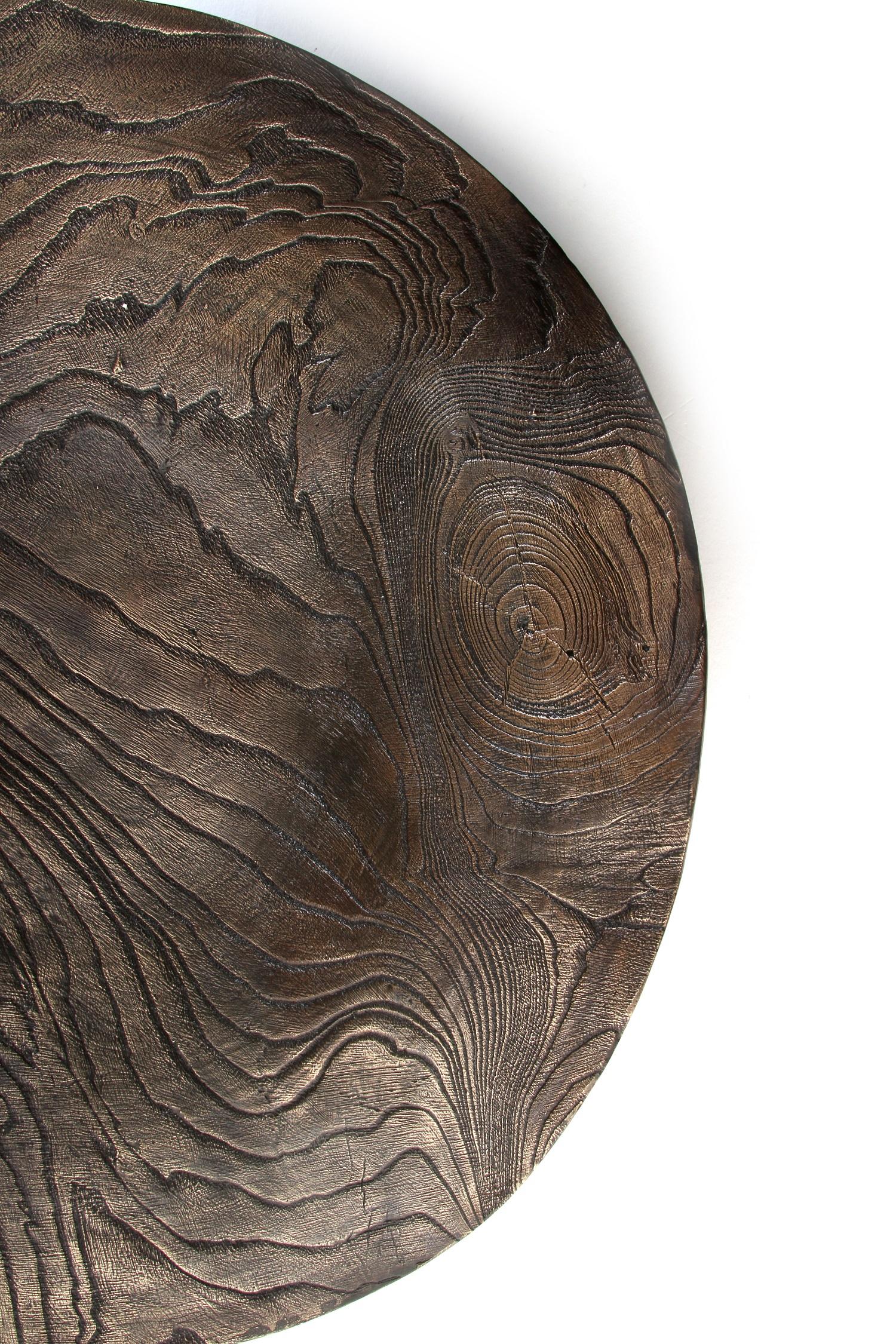 Solid Bronze ‘Willow Platter’ or Dish with Wood Texture and Blackened Patina In New Condition For Sale In West Hollywood, CA